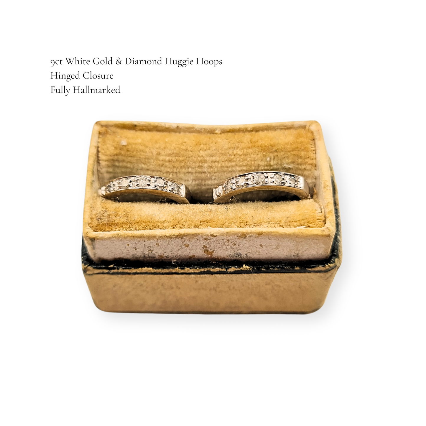 Tiny 9ct White Gold Diamond Huggie Hoop Earrings Fully Hallmarked