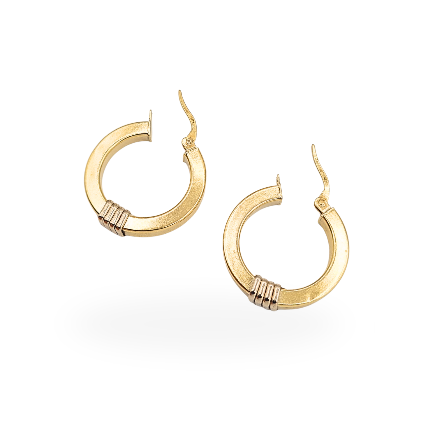 Clearance item 9ct Gold Round Hoop Earrings 21mm Flip Top Hoops