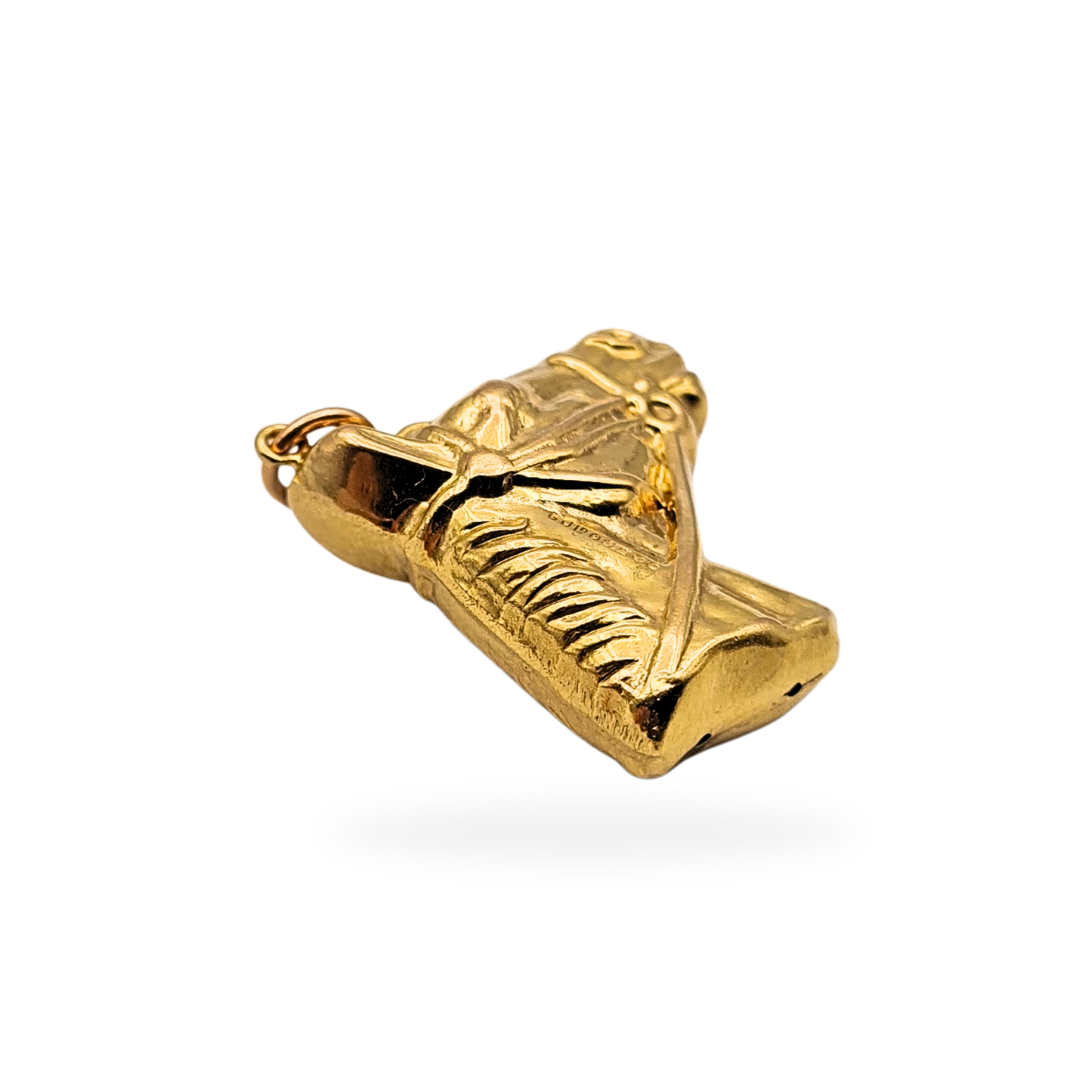 Large 9ct Gold Horse Head Pendant, London 1971, Hollow Puffy Design