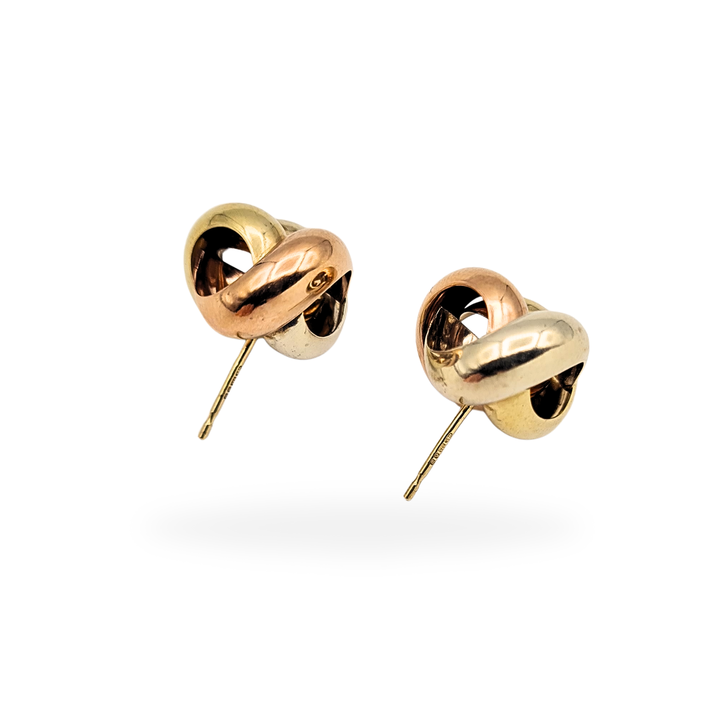 Large 9ct Gold 3 Colour Knot Studs, 13mm, Solid, Hallmarked