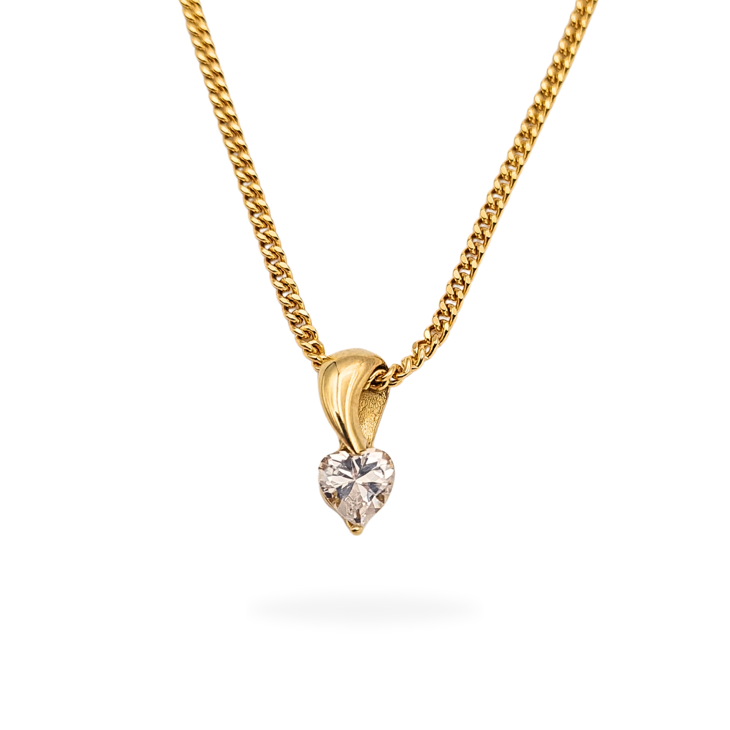 9ct Gold Heart CZ Pendant, Stamped 375, Dainty Love Charm