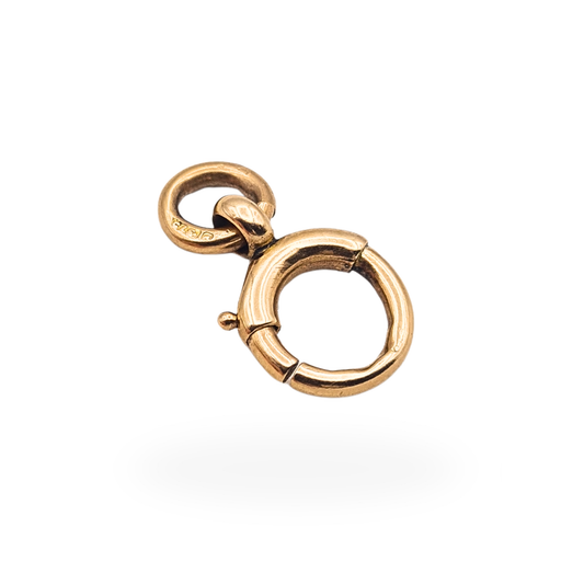 Large antique 9ct yellow gold bolt ring clasp with attached jump ring stamped 375