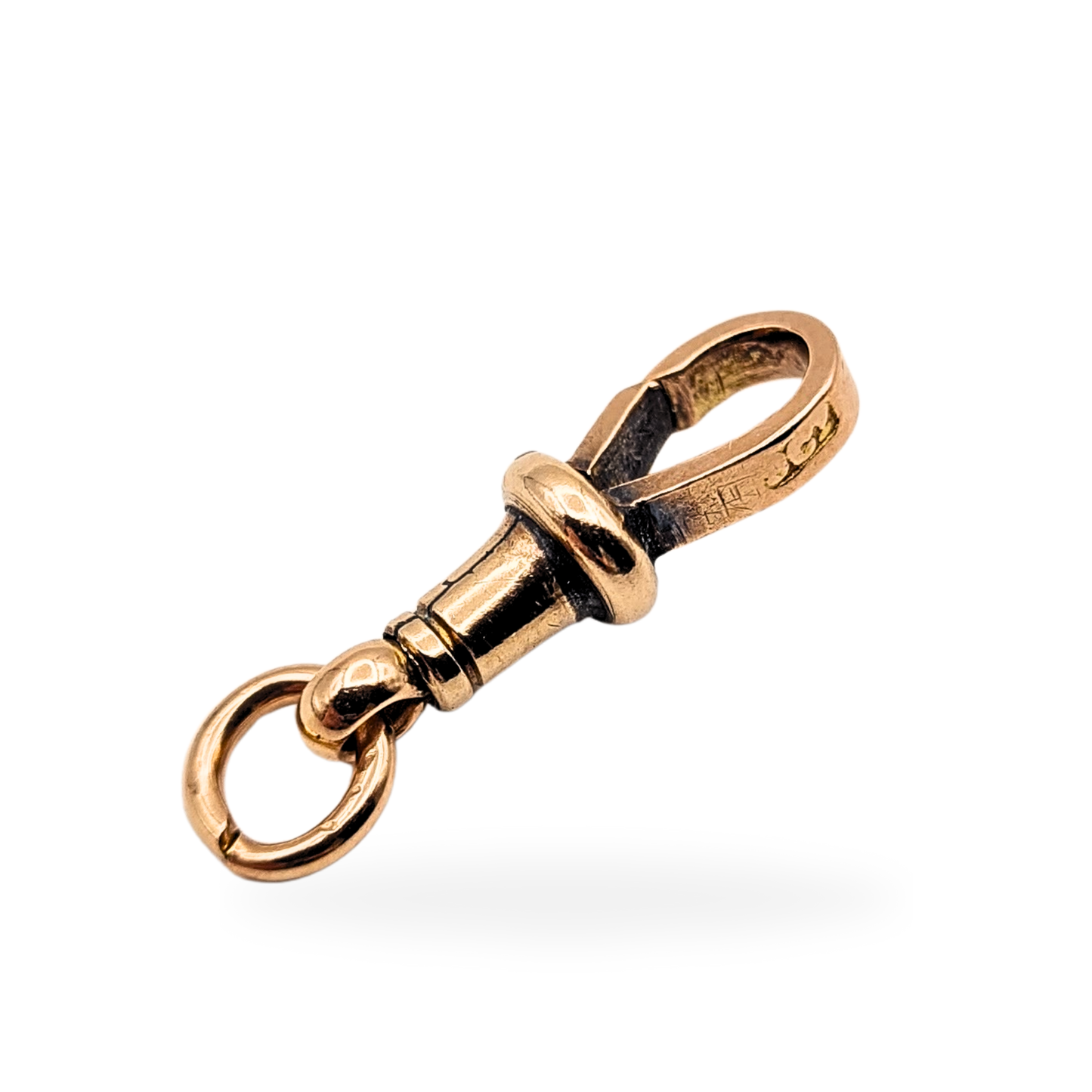 9ct Small Rose Gold Albert Dog Clip, Antique, Square Section