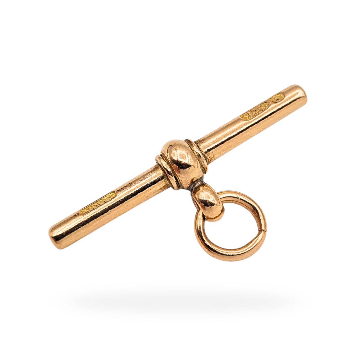 Antique 9ct Solid  Rose Gold Albert T Bar, Stamped 375