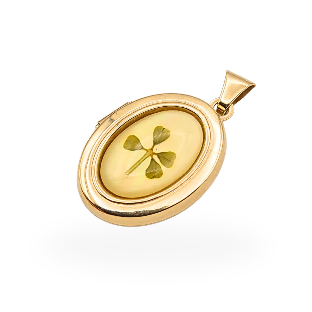 9ct Gold Four Leaf Clover Locket Lucky Clover Pendant British Hallmarked