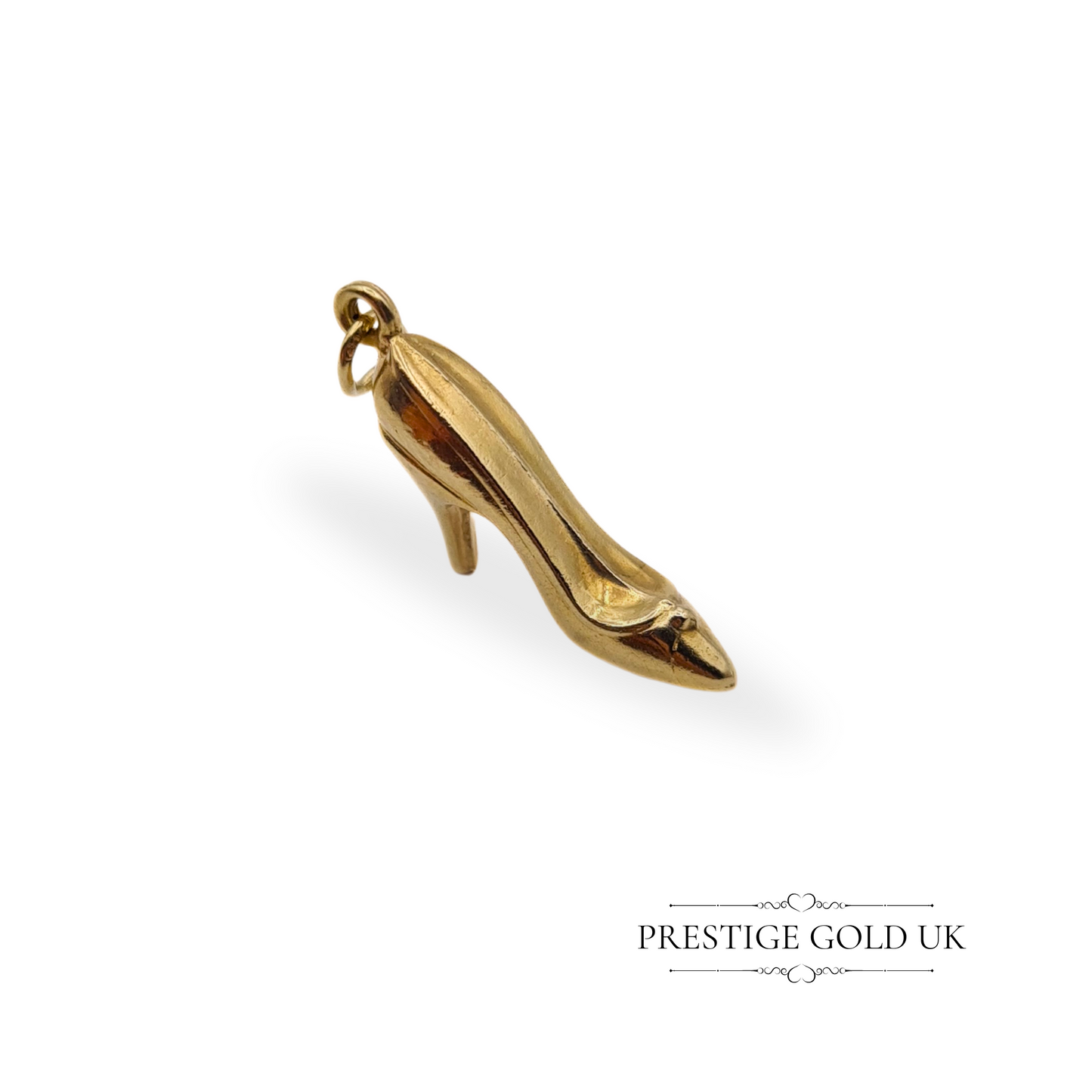 9ct Gold High Heel Shoe Charm, Miniature Ladies Stiletto Shoe Pendant