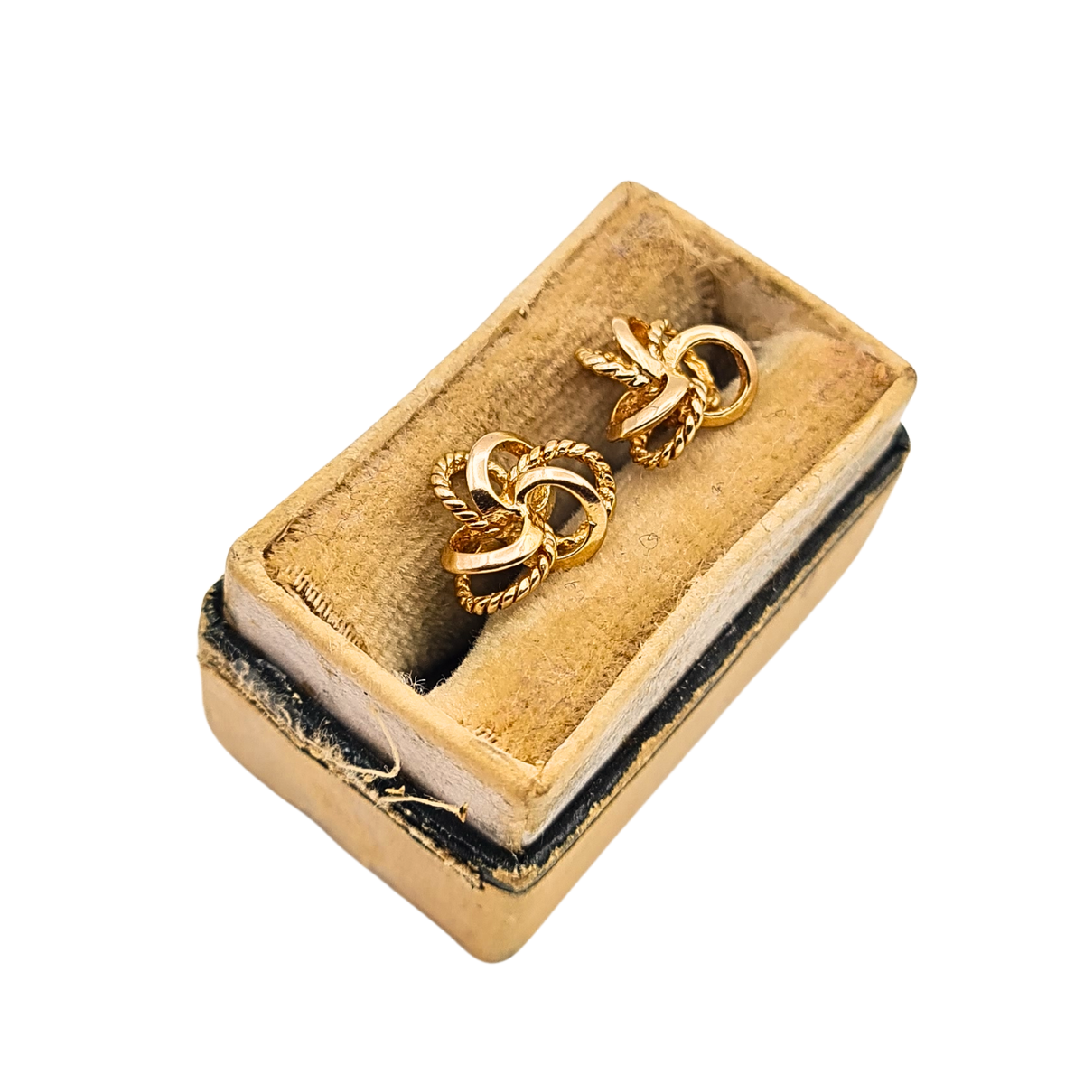 Delicate 9ct Gold Twist Knot Stud Earrings, Textured Woolmark British Hallmarked