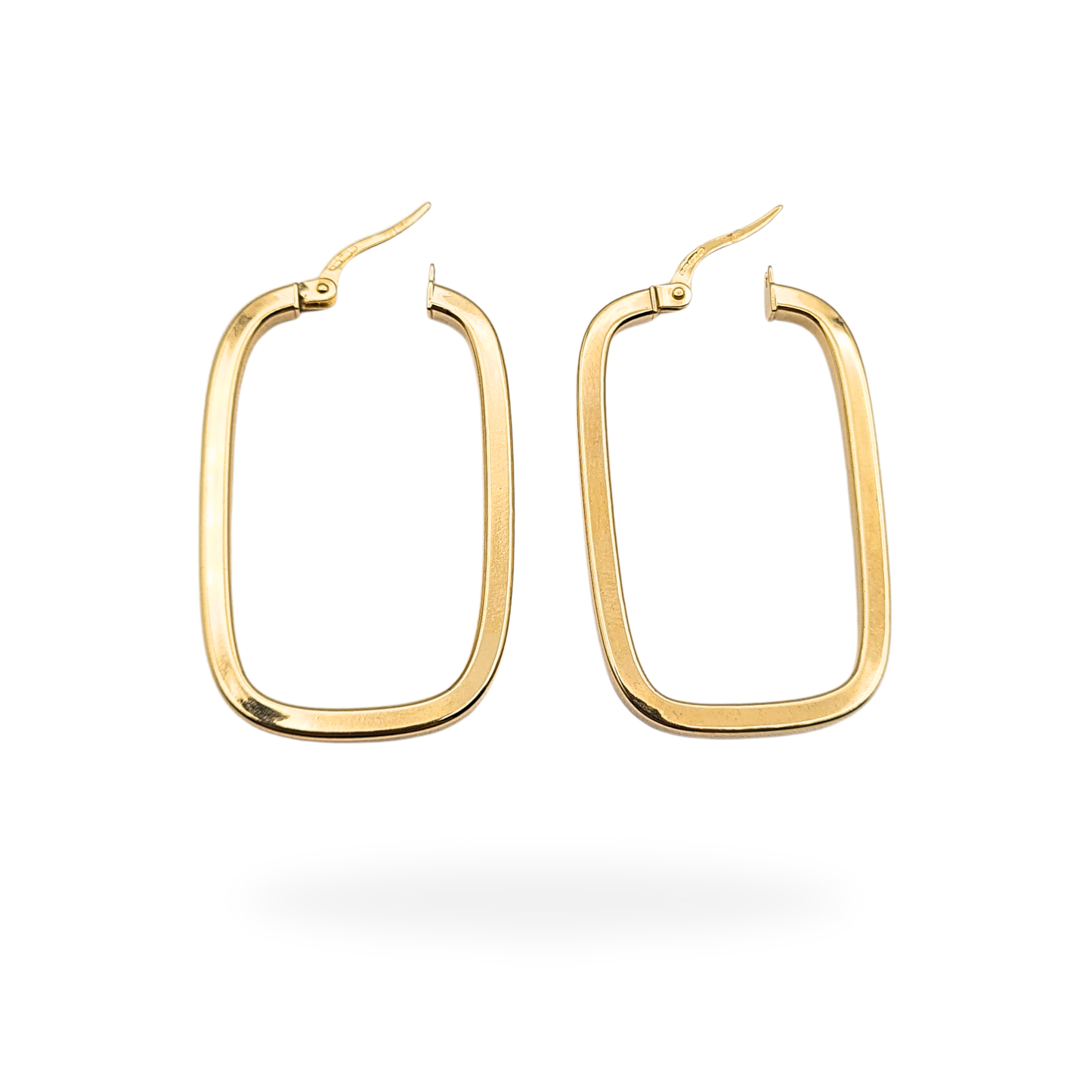 9ct Gold Large Oblong Hoops, 38x24mm, Hallmarked