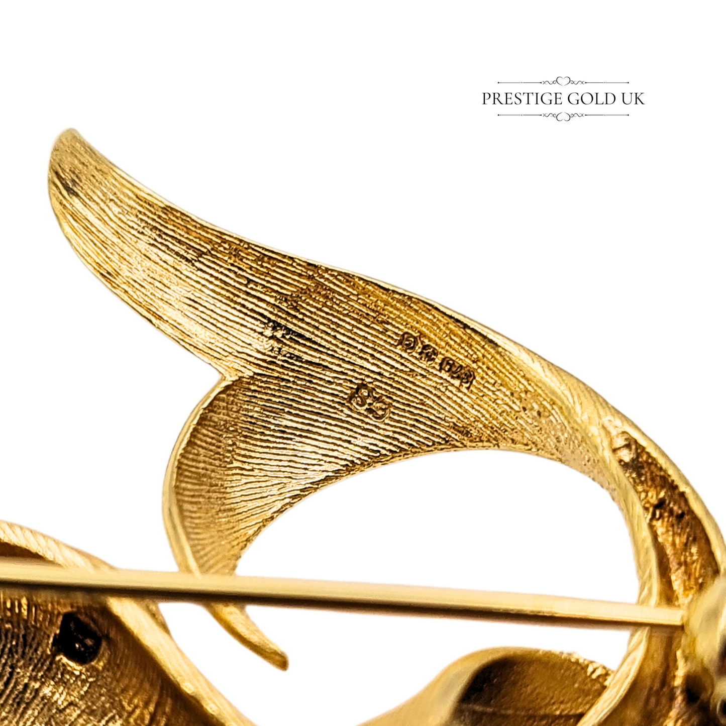 Large 9ct Gold Koi Carp Brooch, Ornate Fish Pin With Secure Clasp