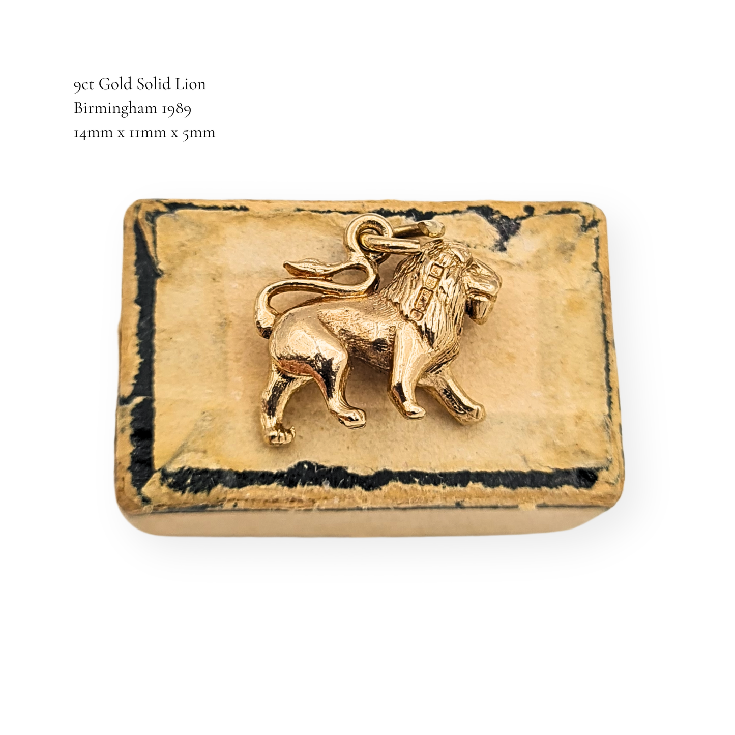 9ct Gold Lion Charm, Birmingham 1989, Lion Pendant