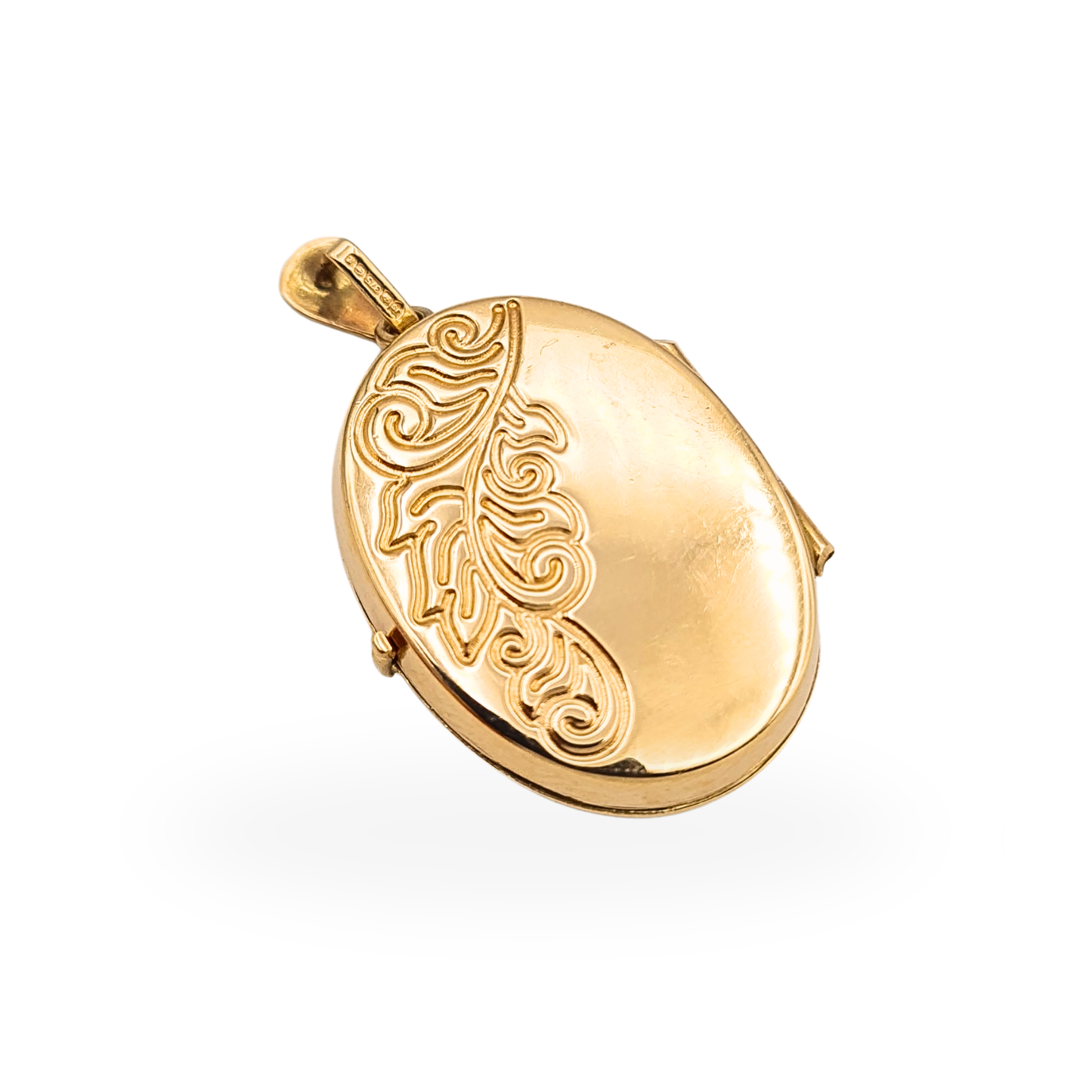 Large 9ct Gold Oval Photo Locket Pendant Engraved Birmingham Hallmark 1991