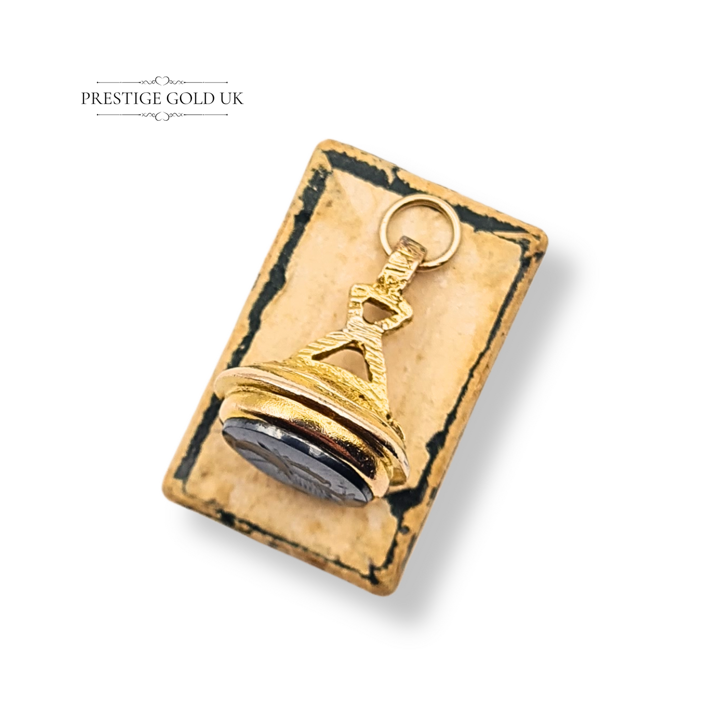 9ct Gold Hematite Intaglio Fob, Centurion Engraved Seal Fob