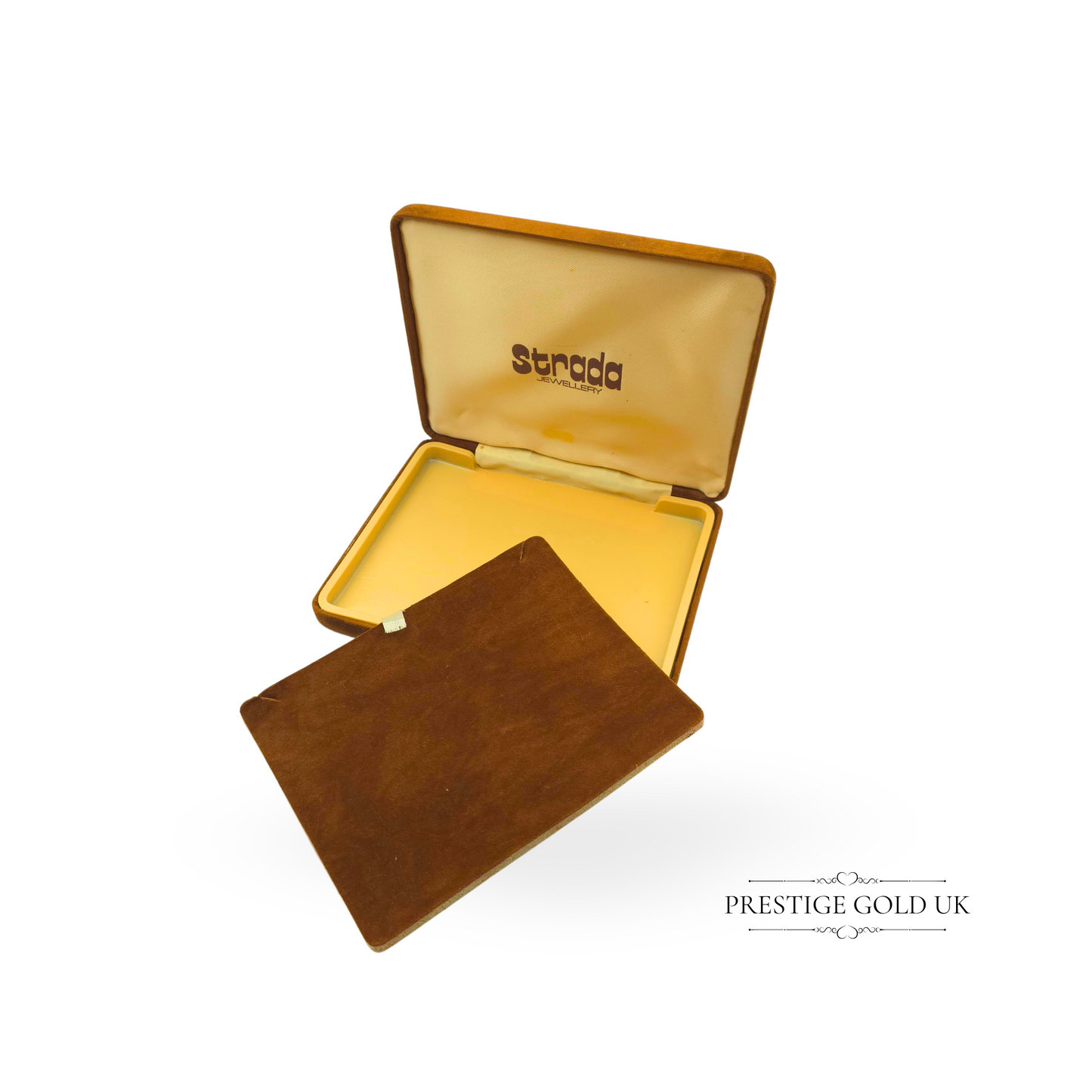 Vintage Brown Suede Jewellery Box by Strada, Large Necklace Case, 14.5cm x 11.5cm