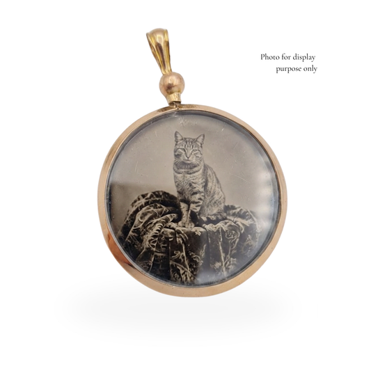 Antique 1909 Birmingham 9ct Rose Gold Round Glass Photo Locket Pendant
