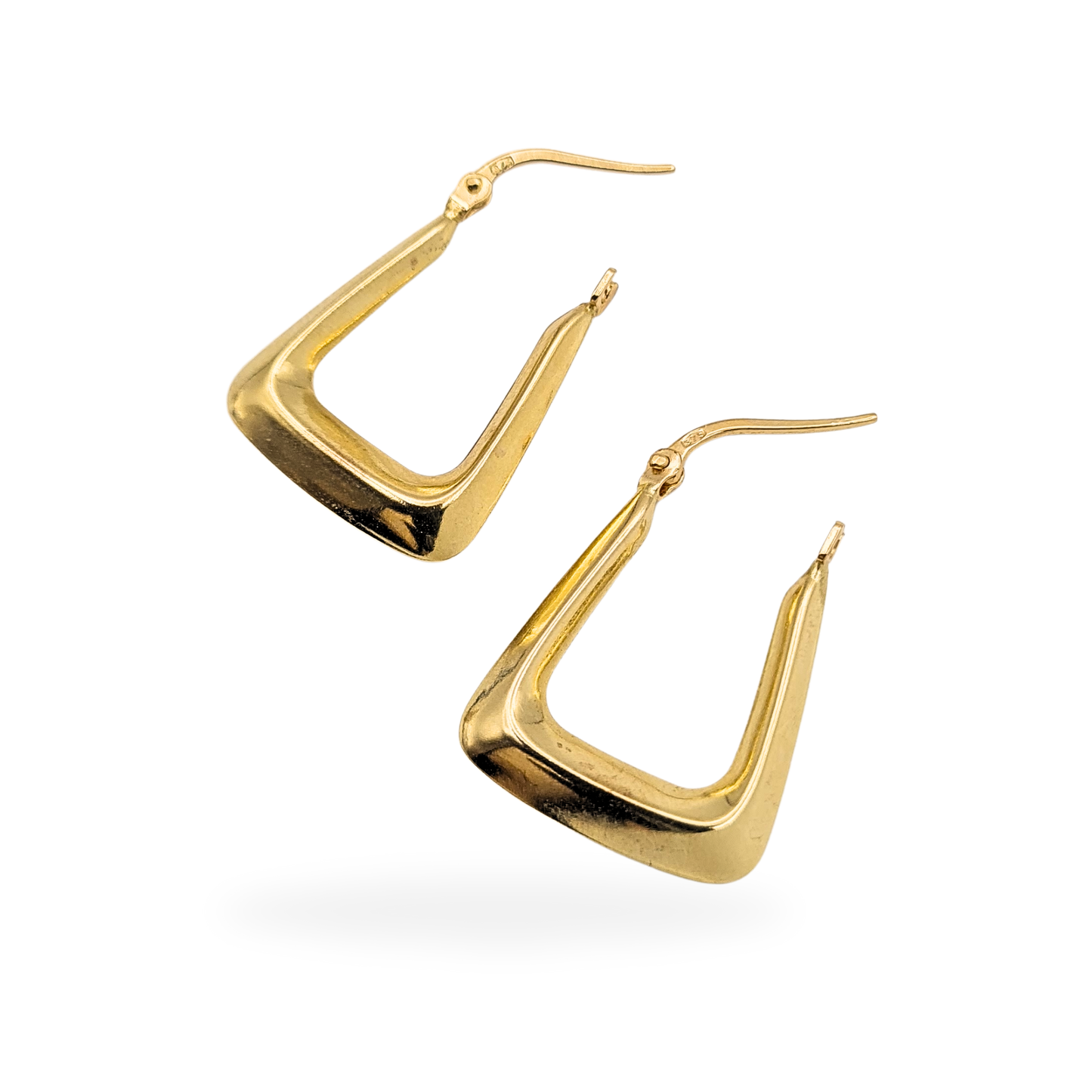 9ct Gold Geometric Hoop Earrings, Modern Square Design