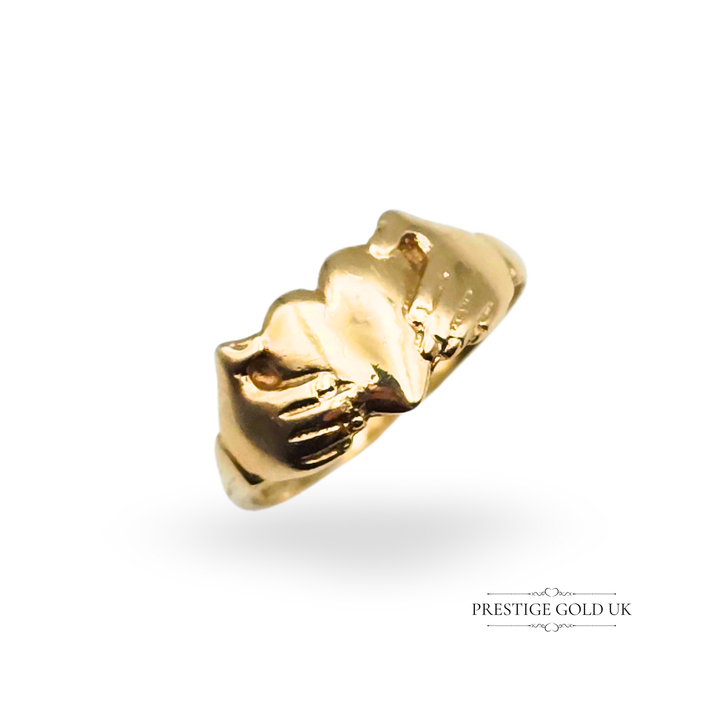 9ct Gold Claddagh Ring Irish Love Token UK R US 8.75 1982 London