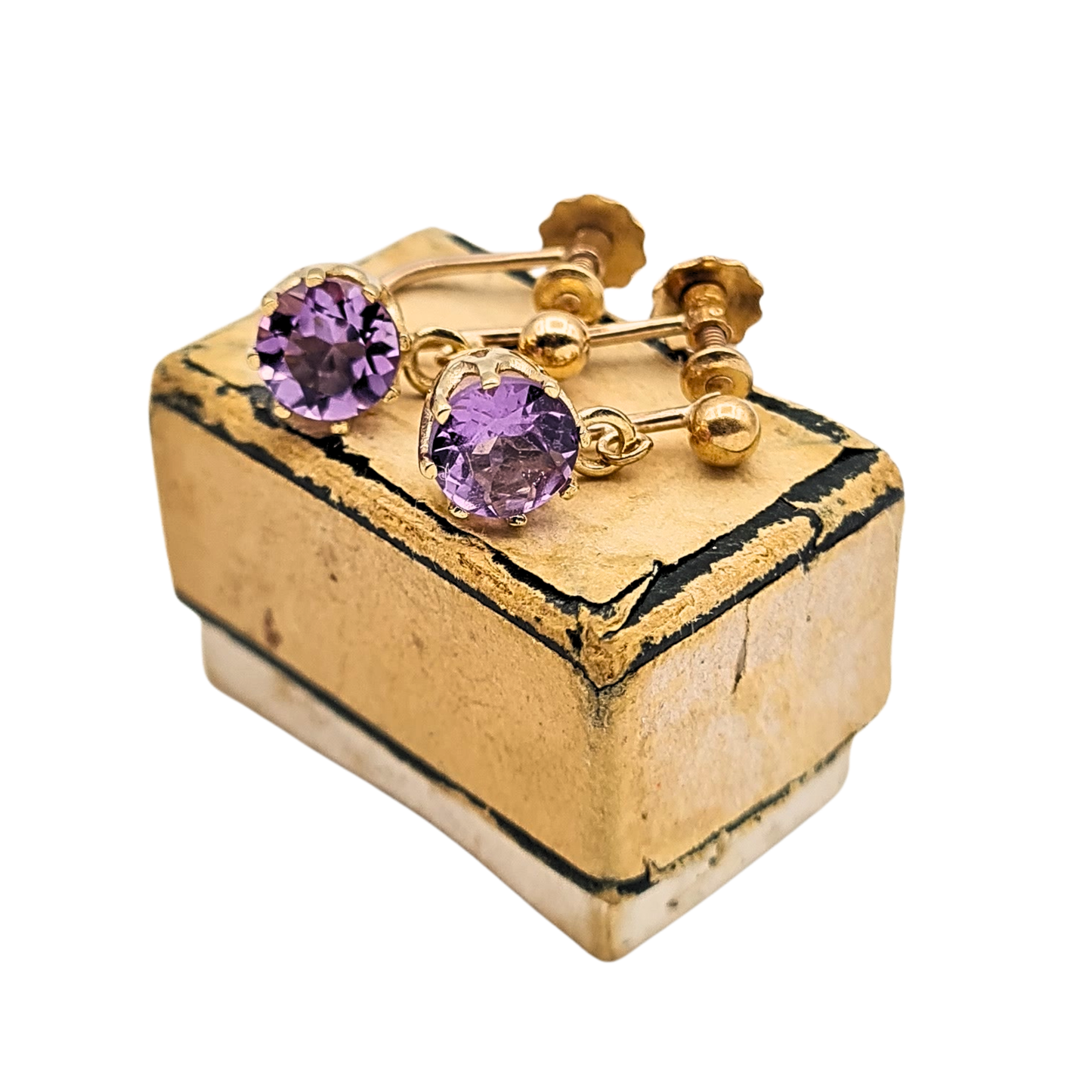 9ct Gold Amethyst Drop Earrings, Screw Back, Hallmarked