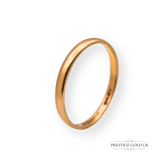 22ct Gold Skinny Wedding Band, Birmingham 1935,  M 1/2 - 6 3/4