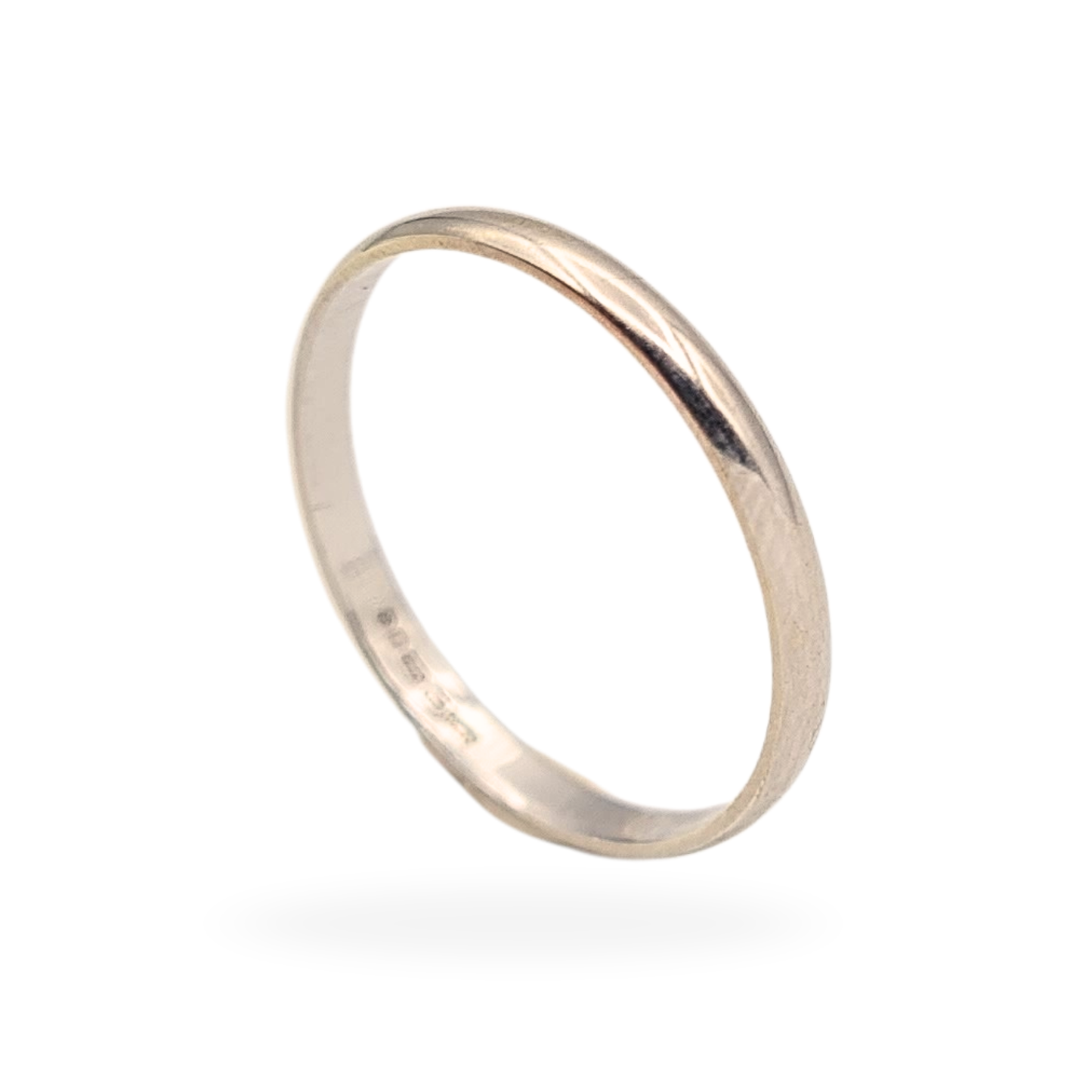 9ct White Gold Narrow Wedding Ring - Size UK O, US 7 1/4, Euro 55