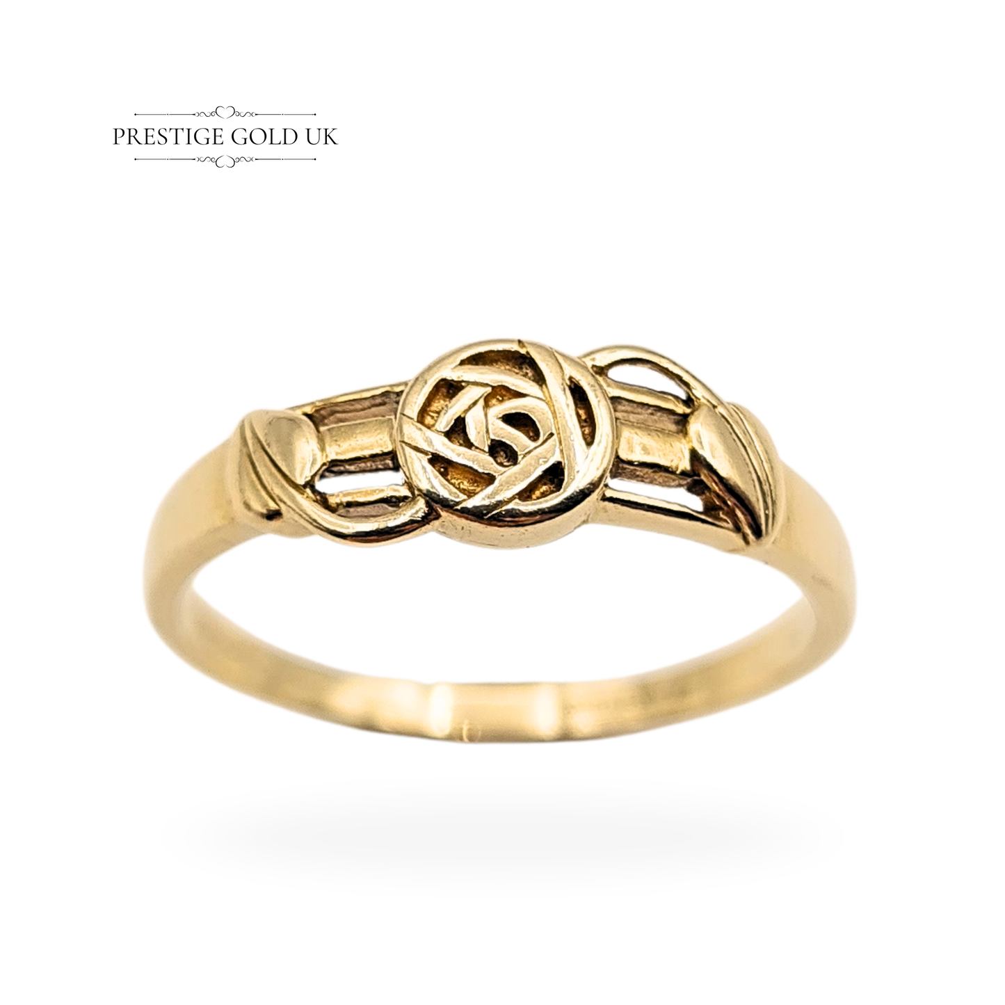 9ct Gold Rennie Mackintosh Ring, Art Nouveau Leaf, UK P / US 7.5