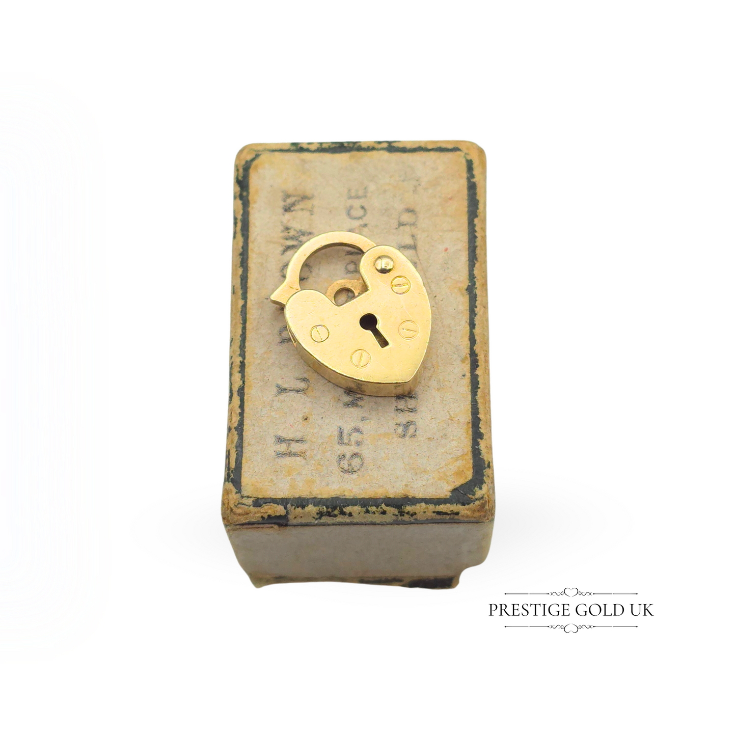 Vintage 9ct Gold Heart Padlock Clasp, Opening Bracelet Lock