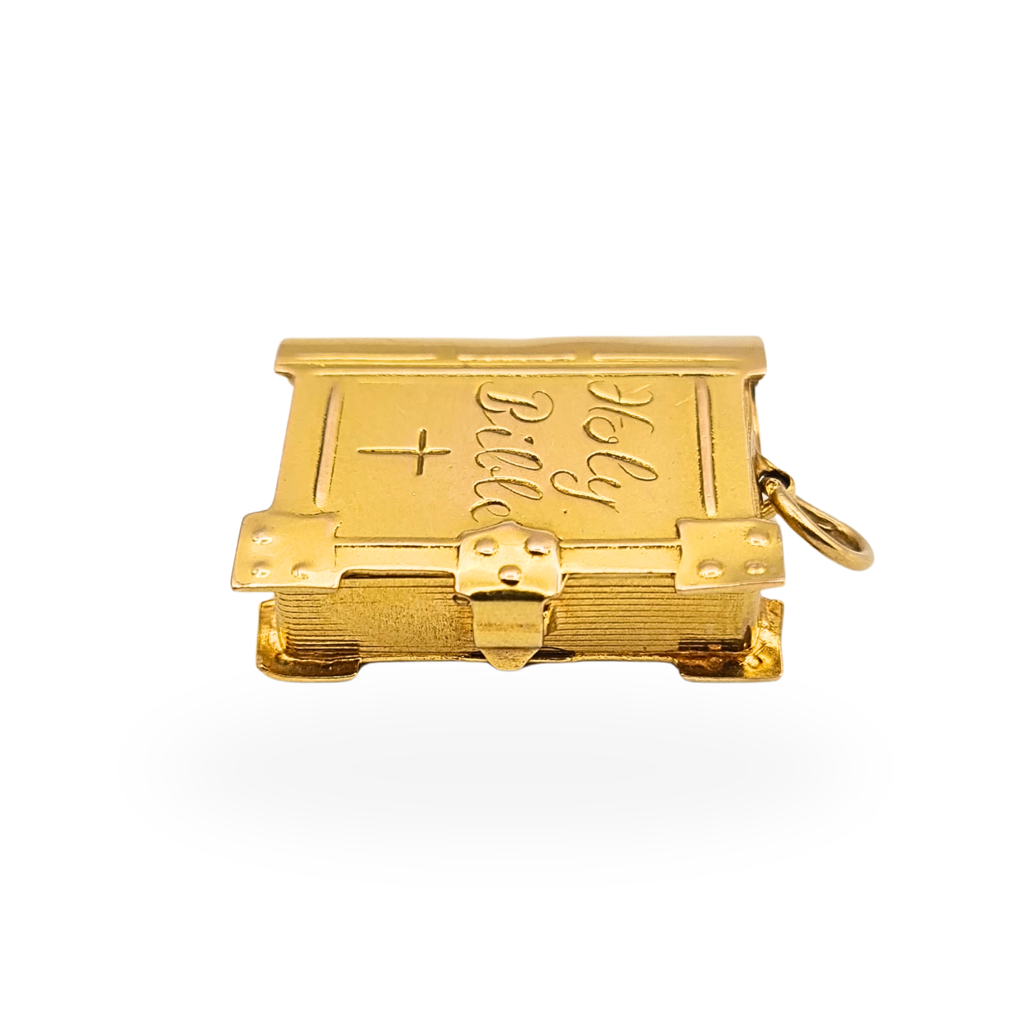 Vintage 9ct Gold Opening Holy Bible Charm 1972 Hallmarked Christian Pendant