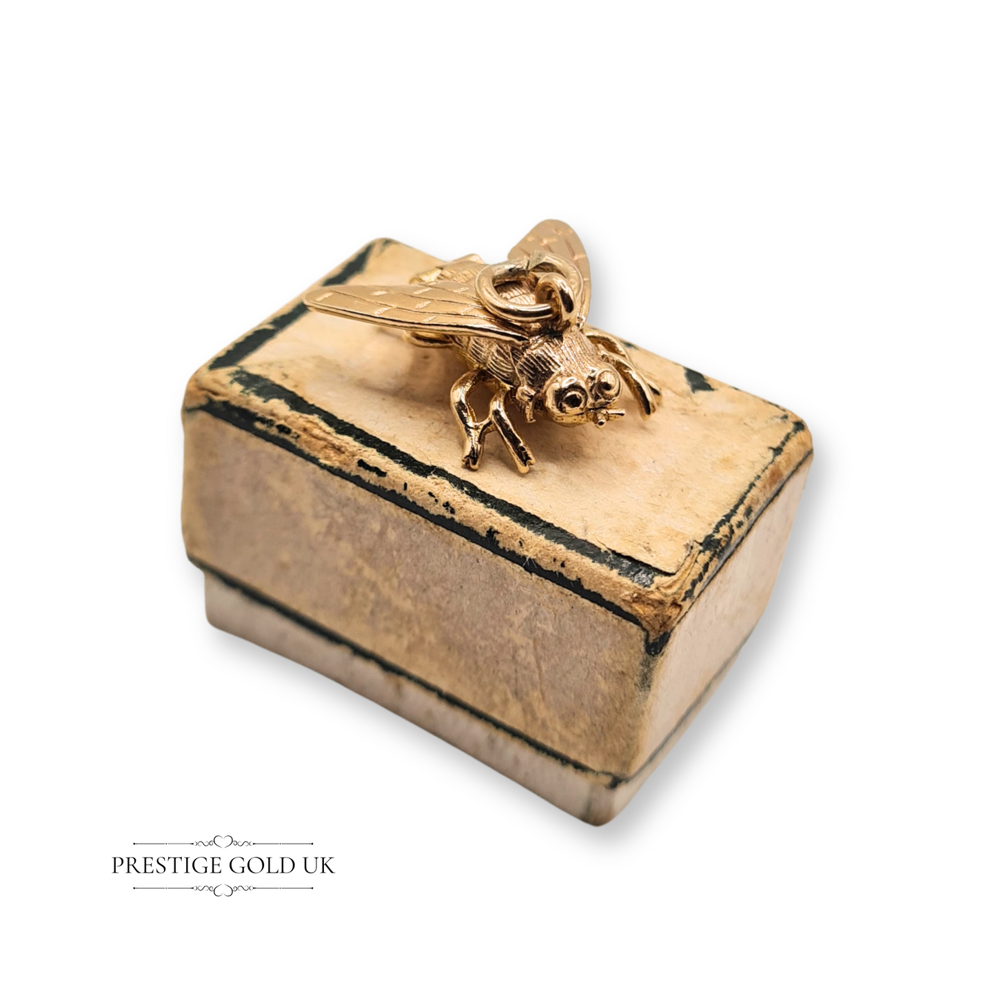 Opening 9ct Gold Fly Charm, 1980's Quirky  Solid Detailed Fly Charm