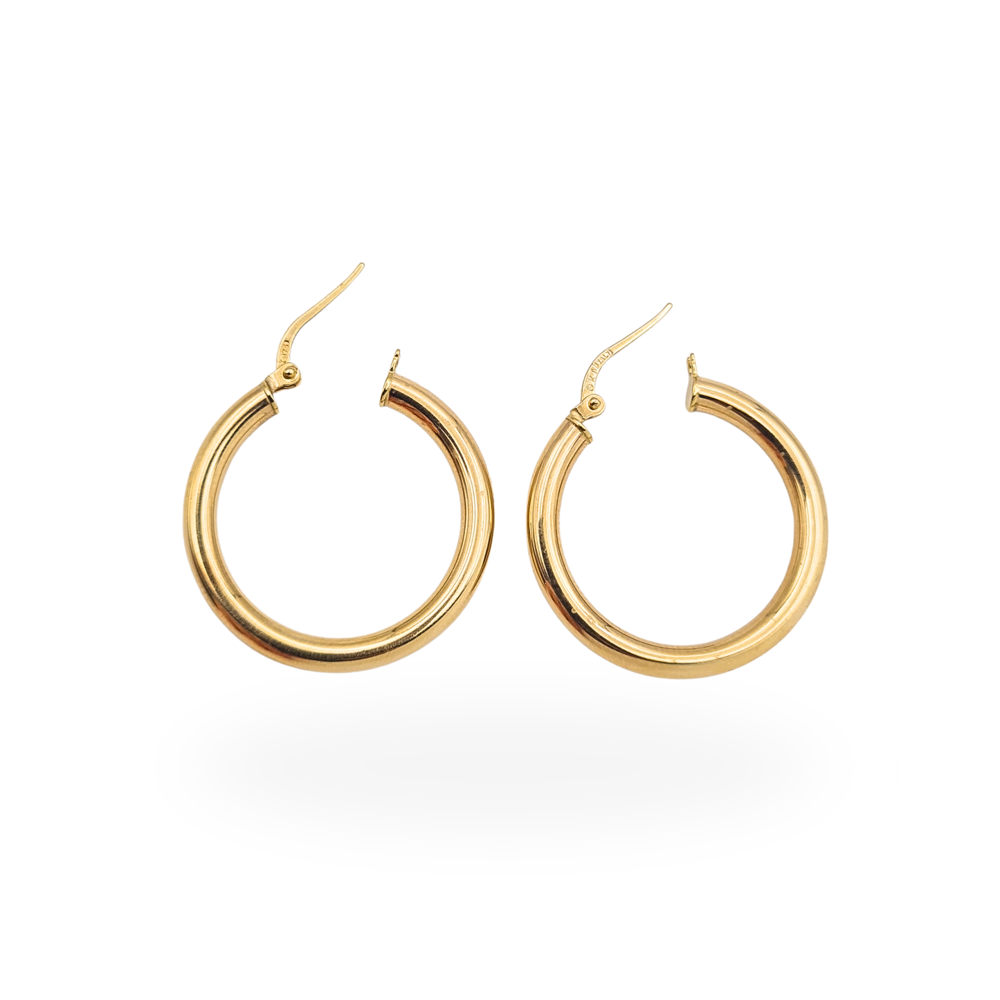 Large 9ct Gold Hoop Earrings Hollow Hoops Flip Top Fasteners 25mm