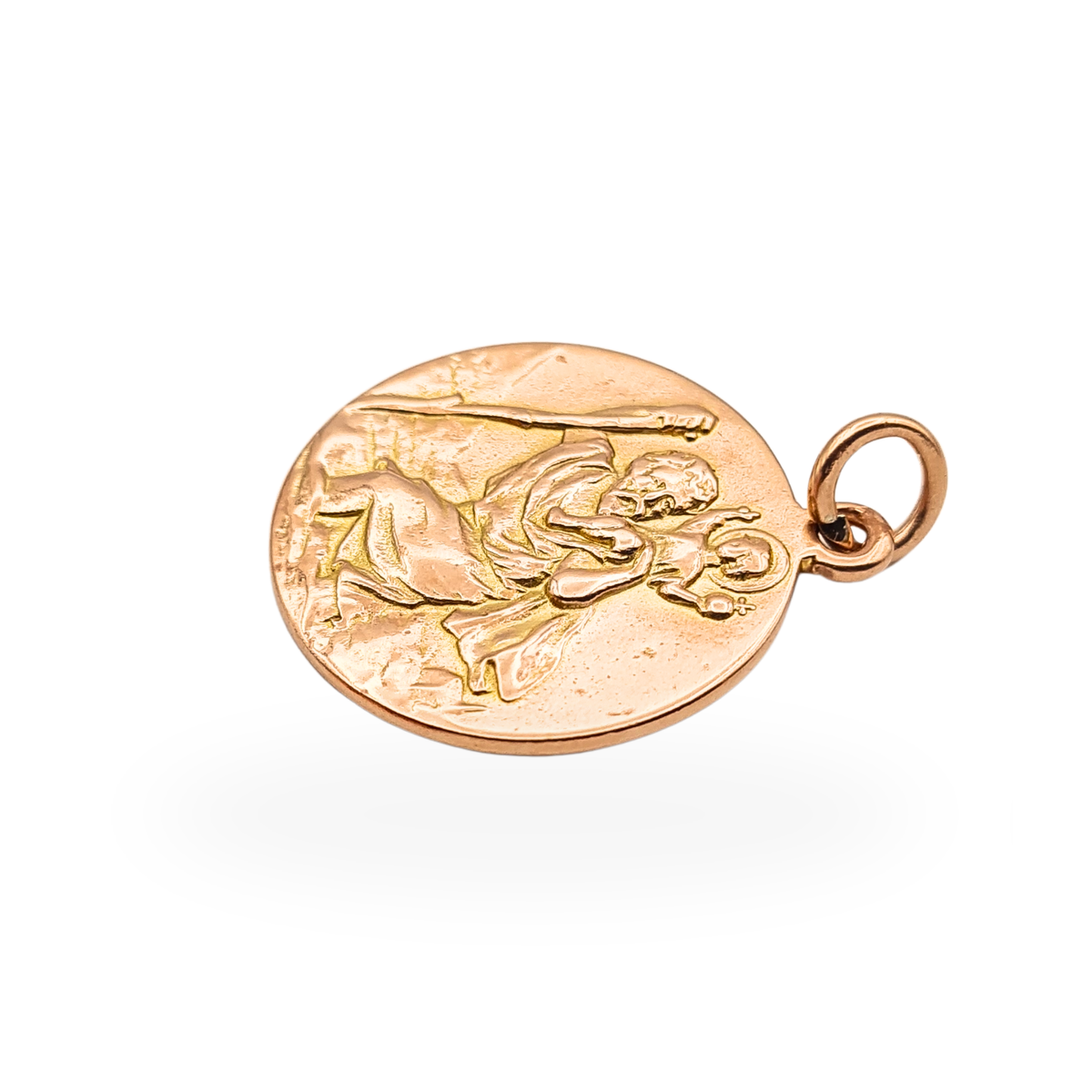 9ct Rose Gold St Christopher Pendant Large Solid Gold Religious Medal
