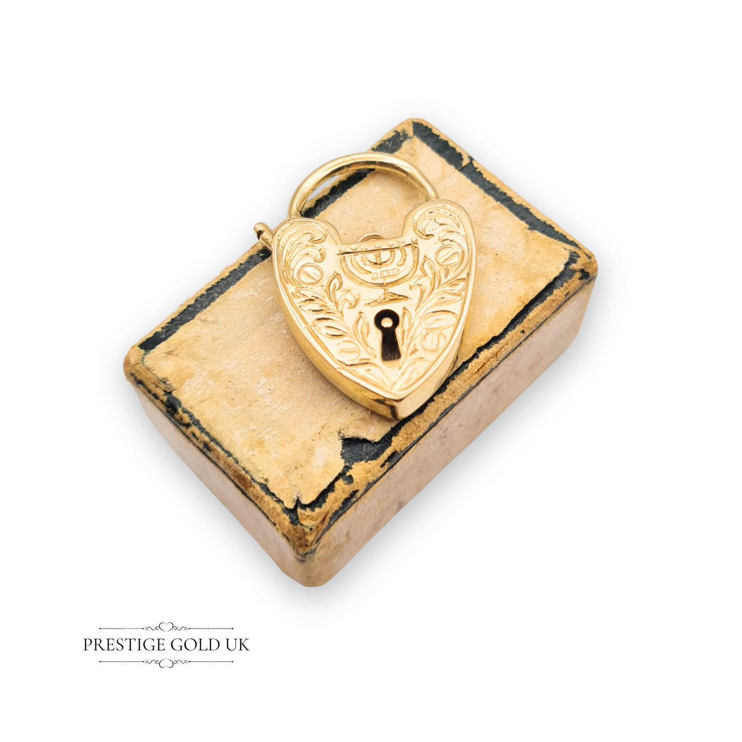 9ct Gold Heart Padlock Menorah Engraved Hallmarked London 1966 Georg Jensen