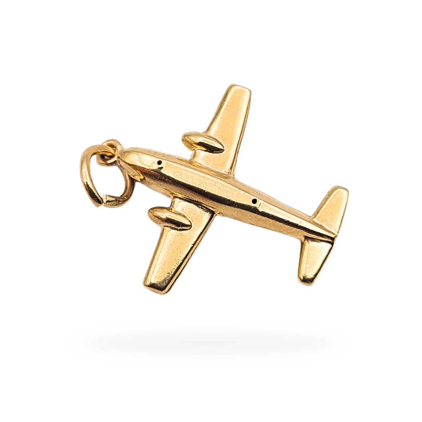 Small 9ct Gold Aircraft Charm, Fully Hallmarked, Aeroplane Pendant