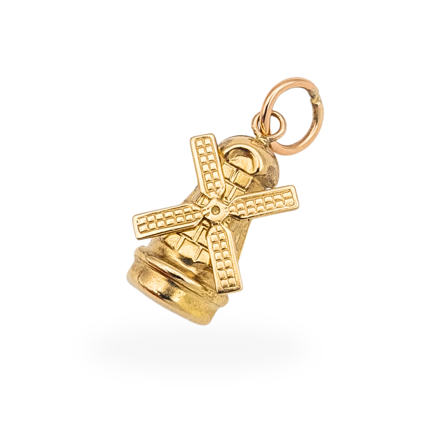 9ct Gold Windmill Charm Pendant Moving Sails Hollow Gold Charm
