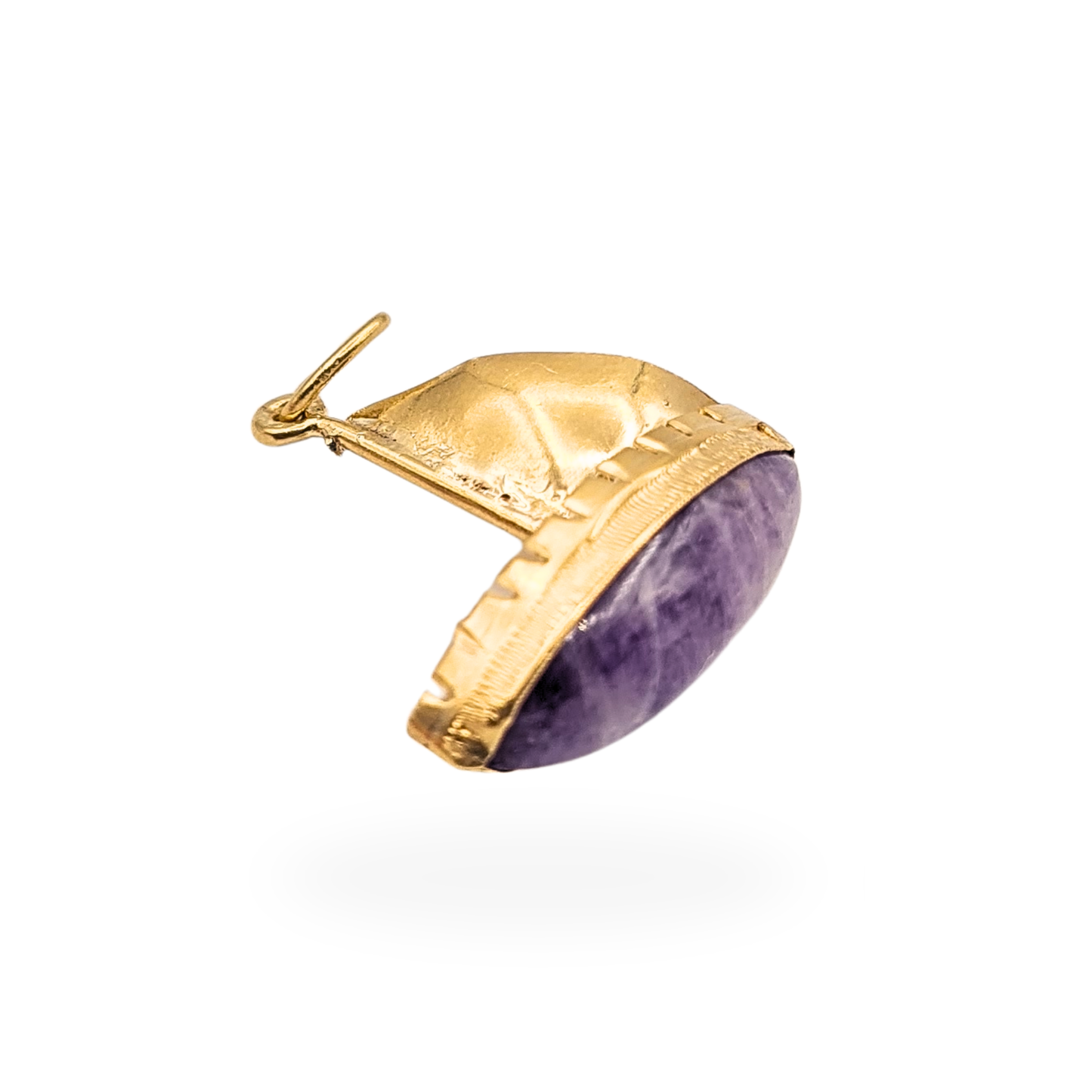 14ct Gold Sailboat Charm, Purple Quartz Boat Pendant