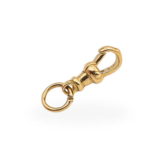 9ct yellow gold Albert chain dog clip clasp with secure spring and jump ring, 18mm long.