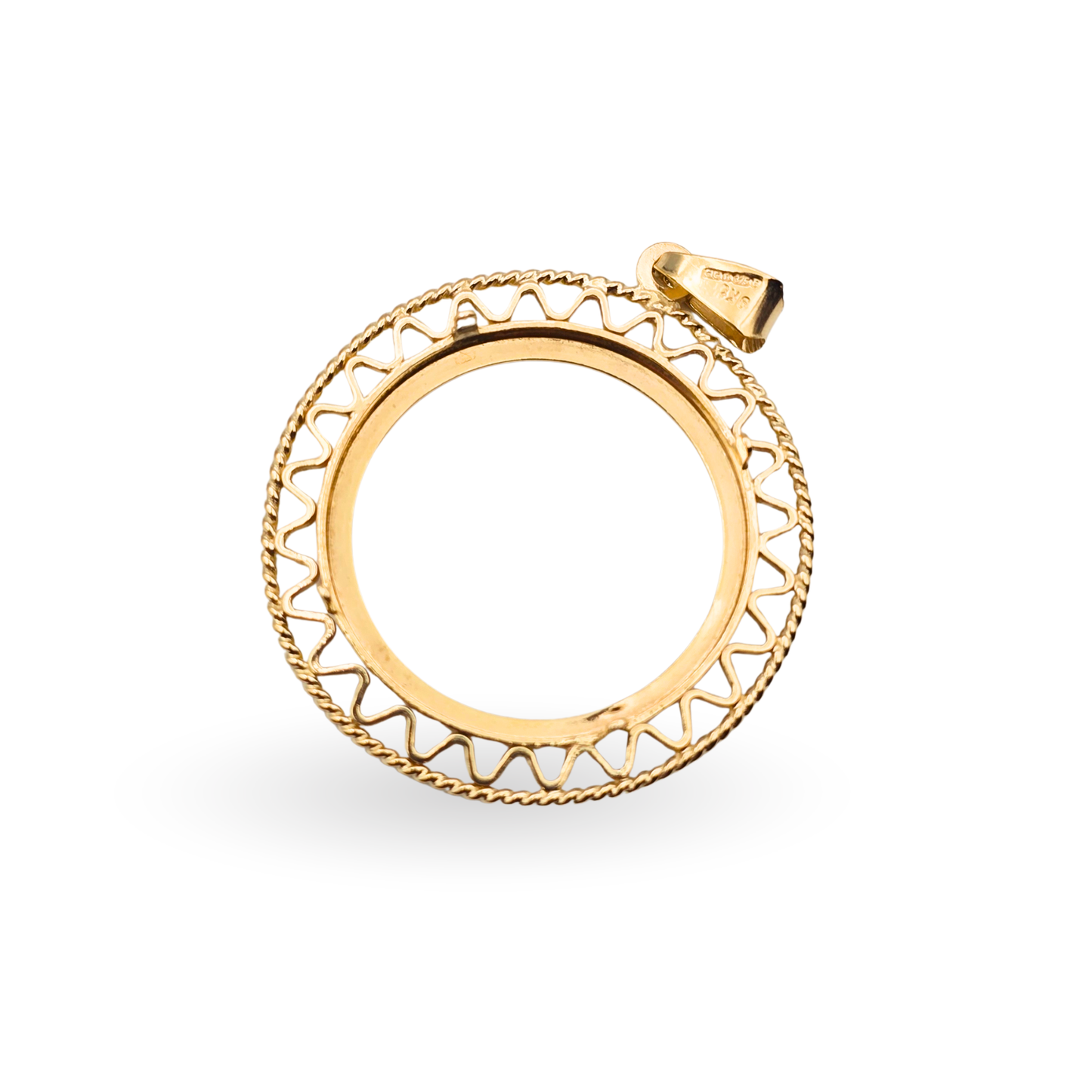 9ct Gold Full Sovereign Coin Mount - Ornate Gold Sovereign Coin Bezel