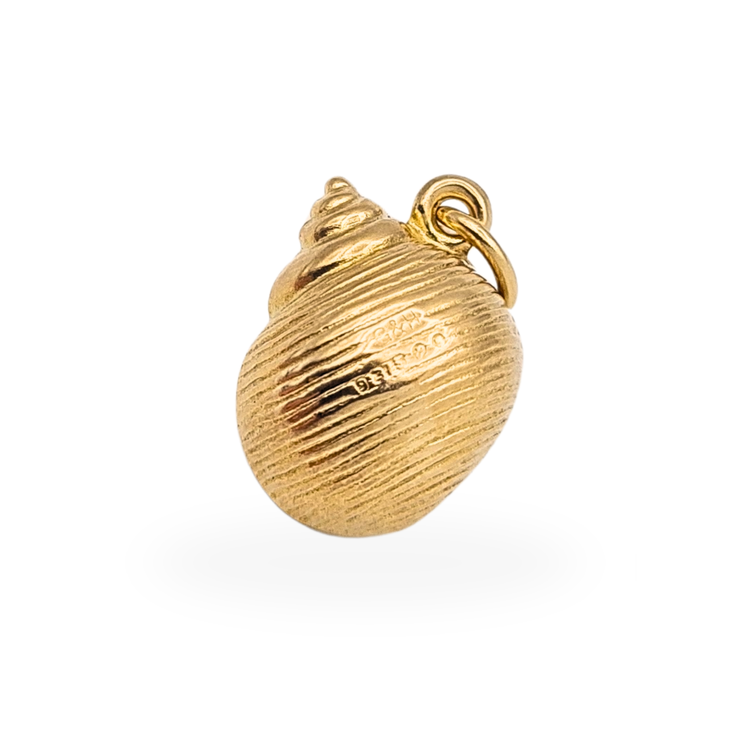 Tiny 9ct Gold Shell Charm Vintage Hollow Seashell Pendant Hallmarked