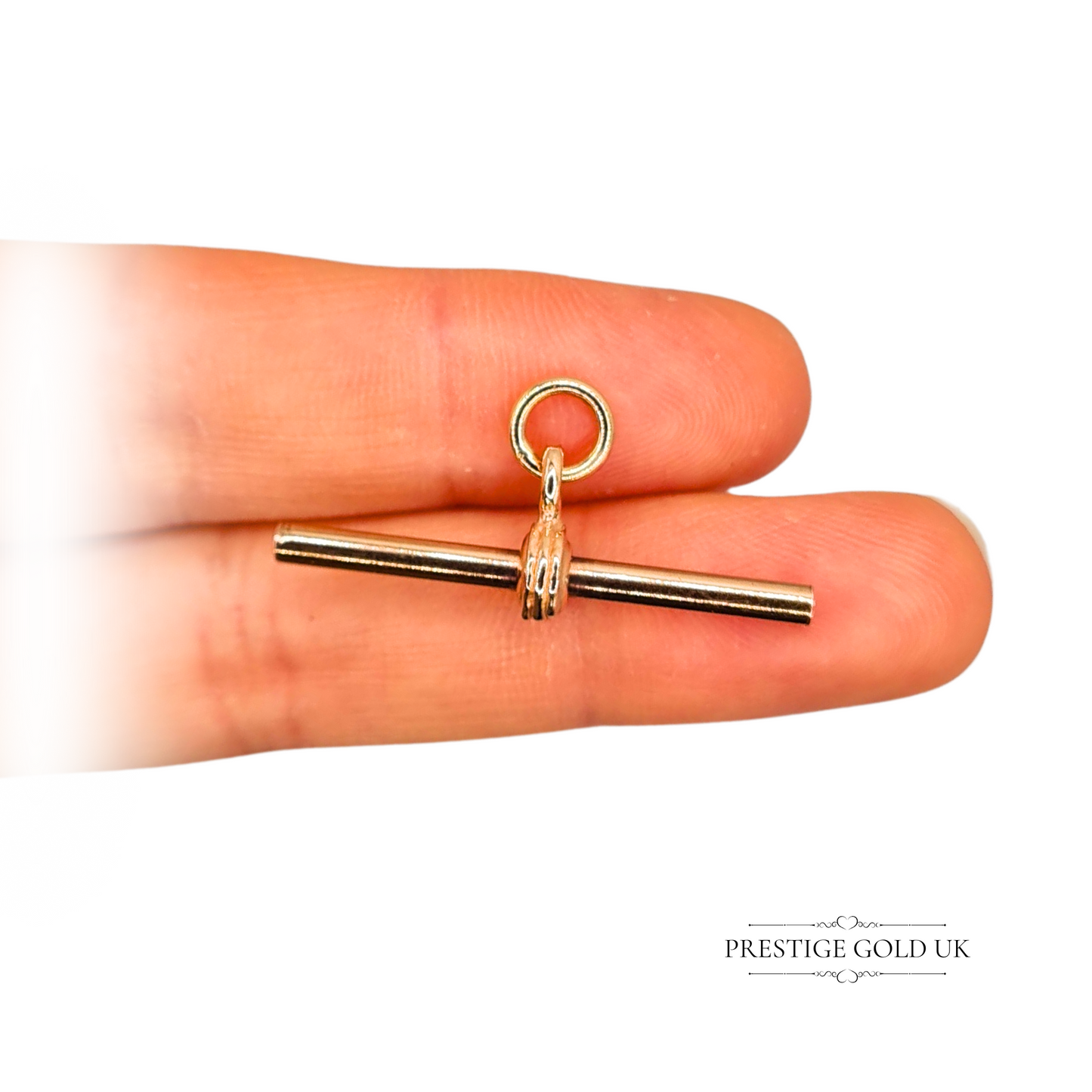 9ct Rose Gold T-Bar Pendant 22mm x 19mm With Jump Ring Vintage Solid Bar