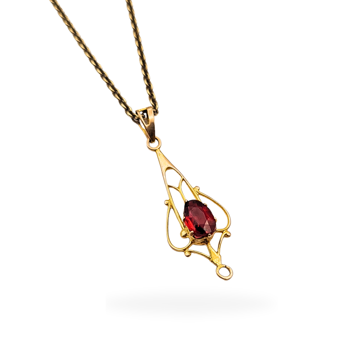 9ct Gold Ruby Lavaliere Pendant, Stamped 9ct
