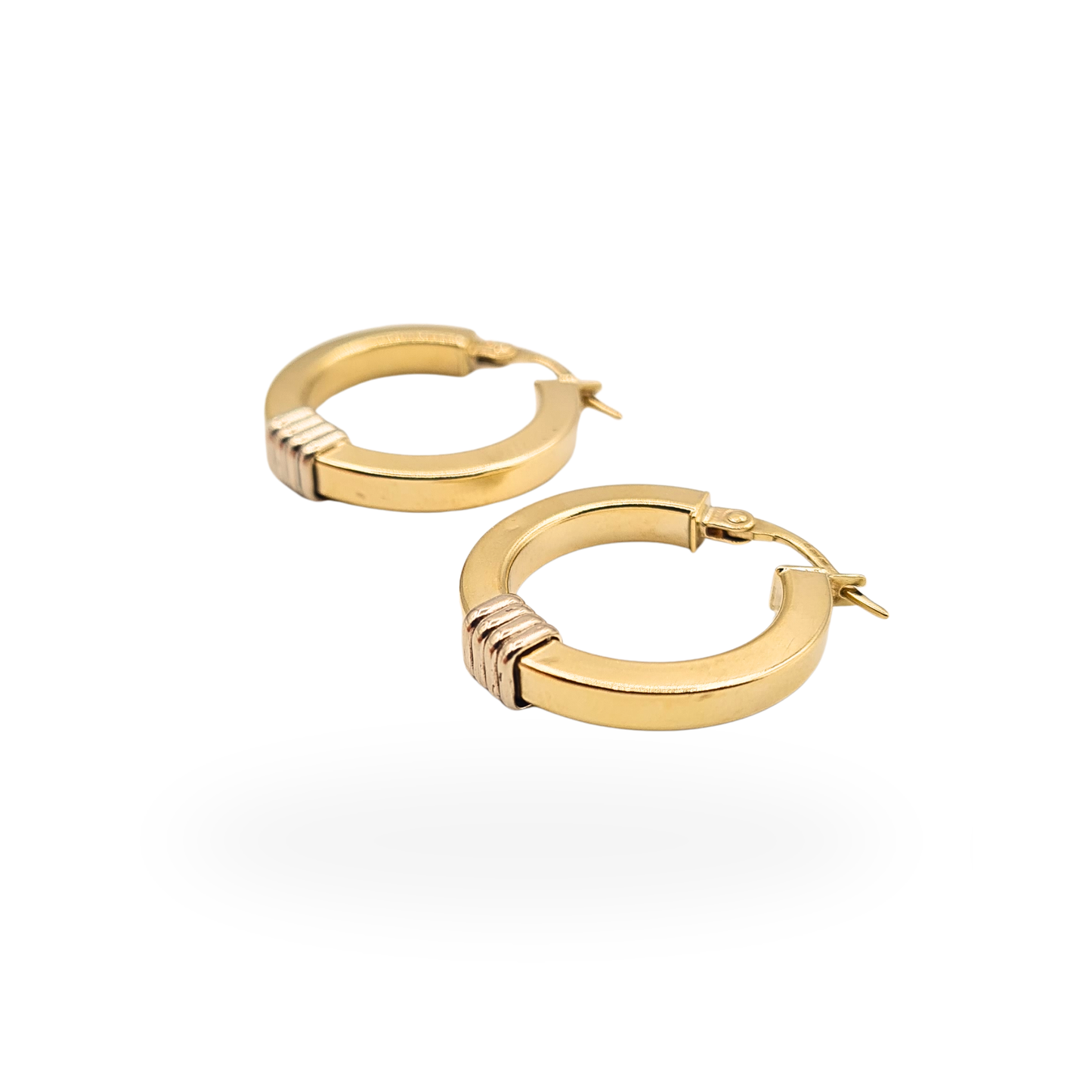 Clearance item 9ct Gold Round Hoop Earrings 21mm Flip Top Hoops