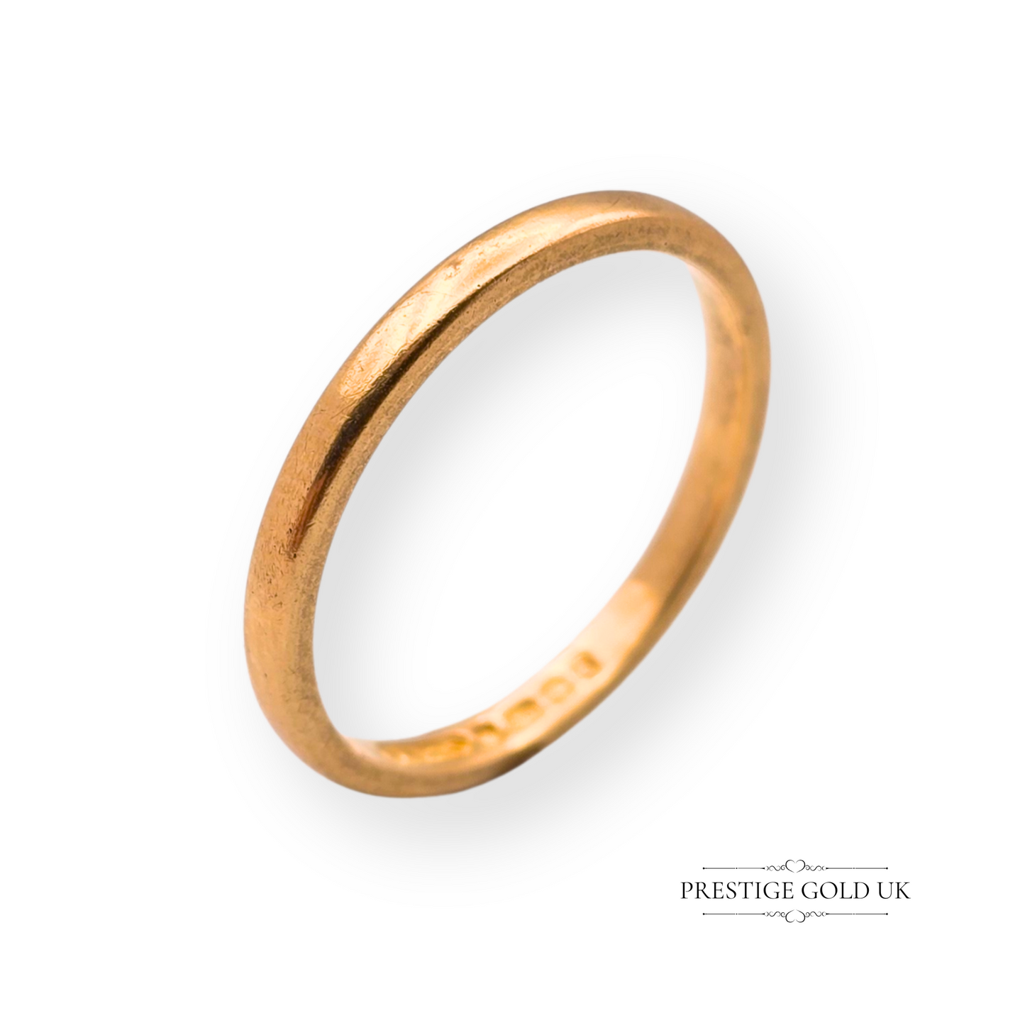22ct Gold Skinny Wedding Band, Birmingham 1952, Size UK J - US 4 3/4