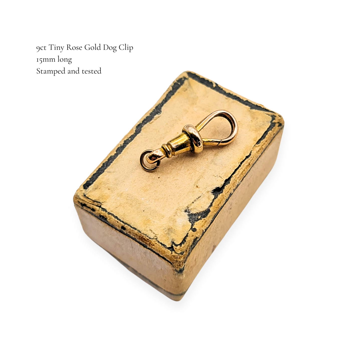 Tiny 9ct Rose Gold Albert Dog Clip, Antique, Stamped 9ct
