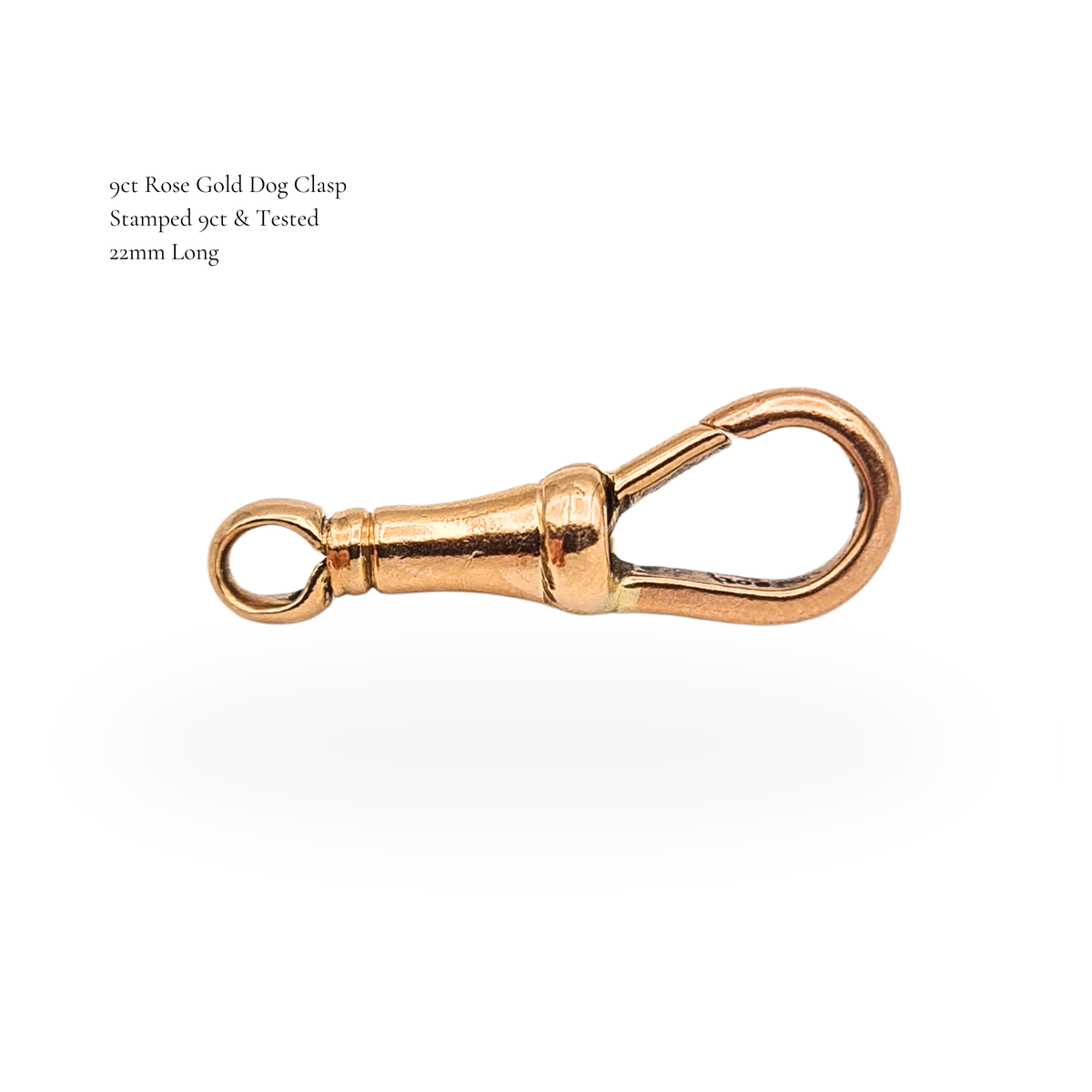 9ct Rose Gold Albert Chain Dog Clip Clasp 22mm long.