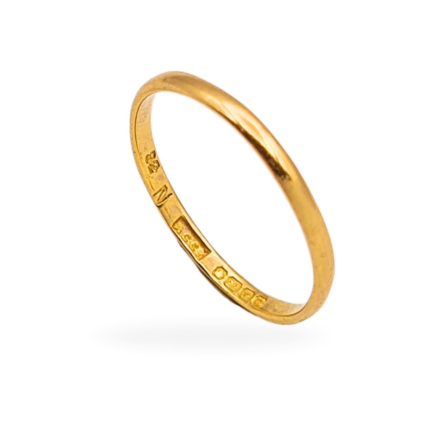 22ct Thin Gold Wedding Ring - Vintage 1940's - UK M 1/2, US 6 1/2, Euro 53.5