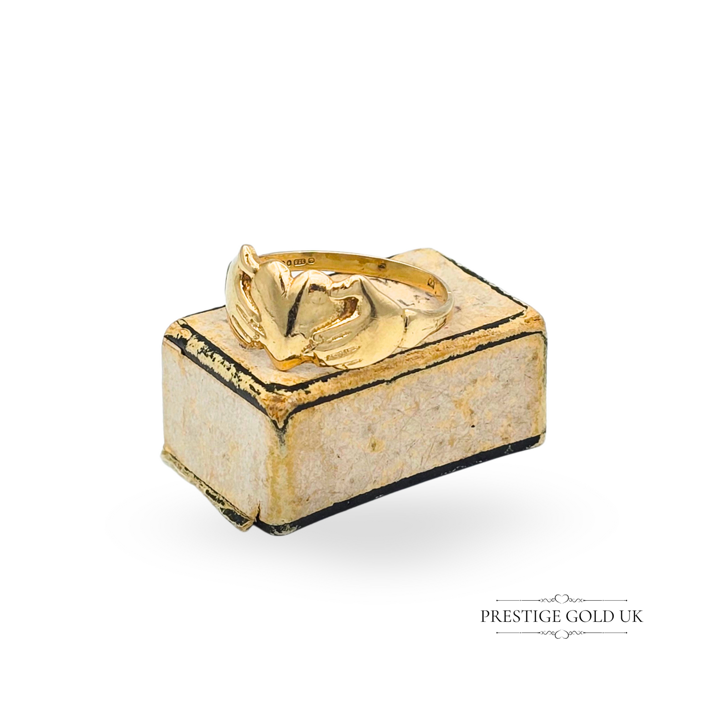 9ct Gold Claddagh Ring Irish Love Token UK R US 8.75 1982 London