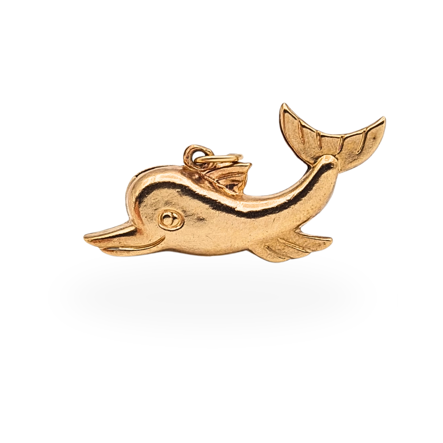 Vintage 9ct Gold Puffy Dolphin Charm Pendant Full British Hallmarks