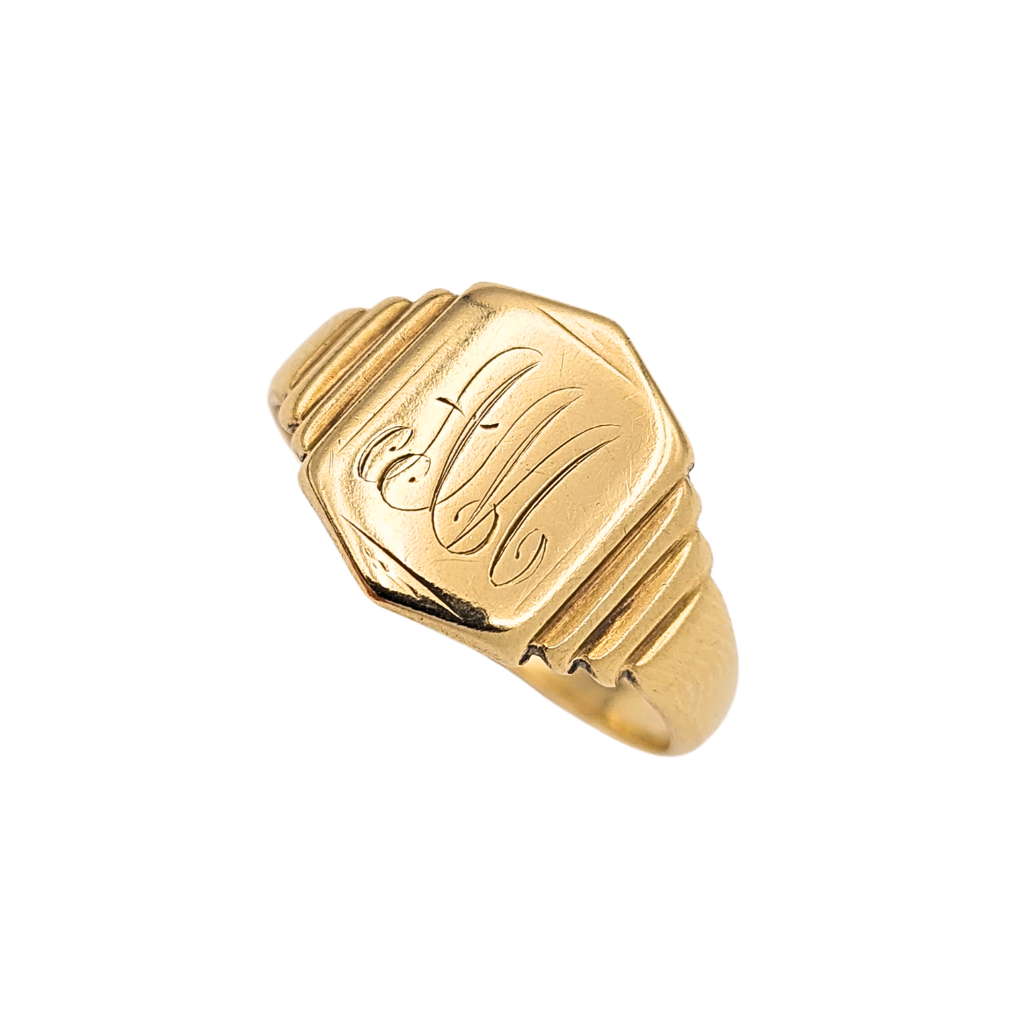 Large 9ct Gold Engraved Signet Ring UK Q US 8 1/4