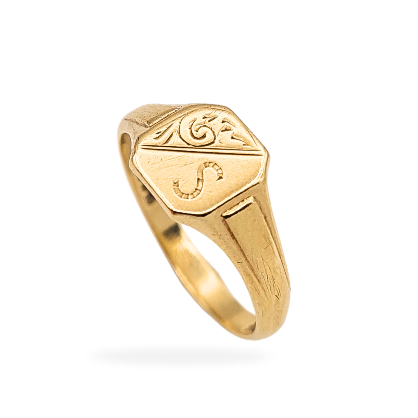 Small 9ct Gold Signet Ring S, Birmingham 1975, UK L 1/2 US 6