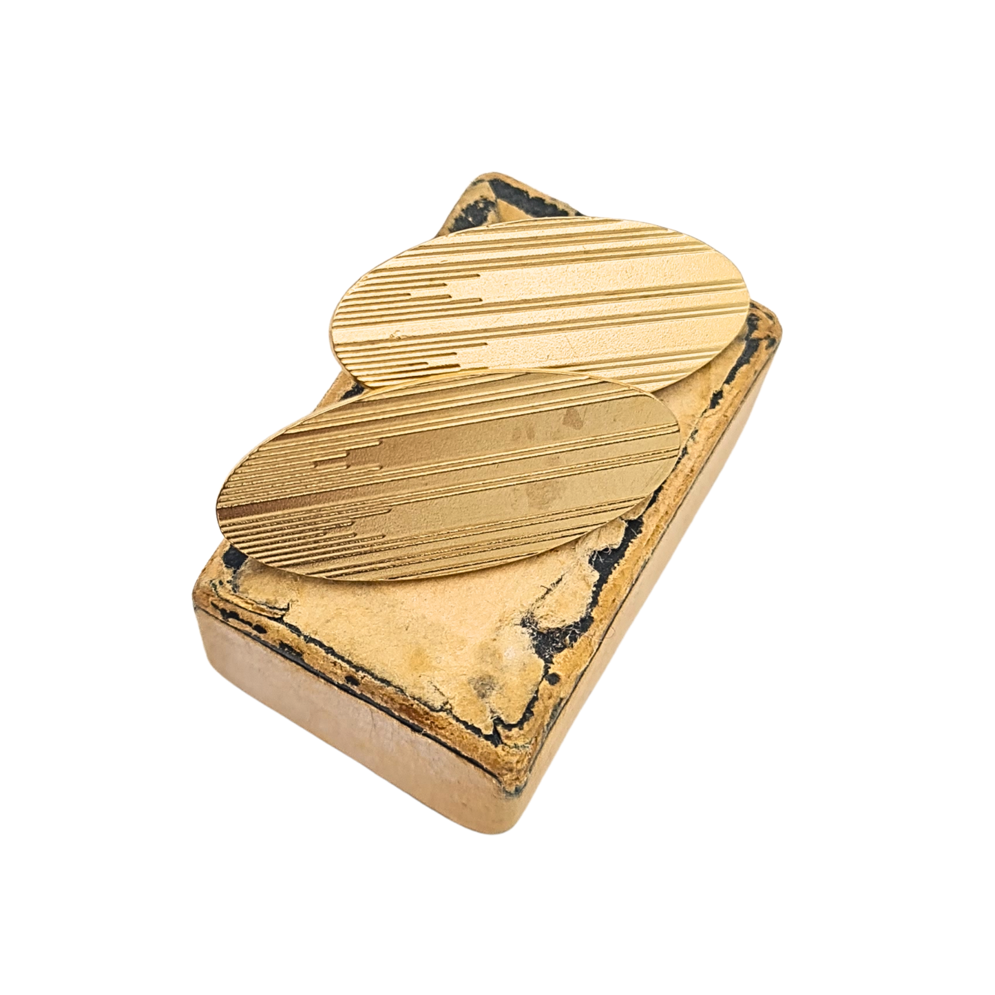 9ct gold oval engraved cufflinks B&S Birmingham hallmarked