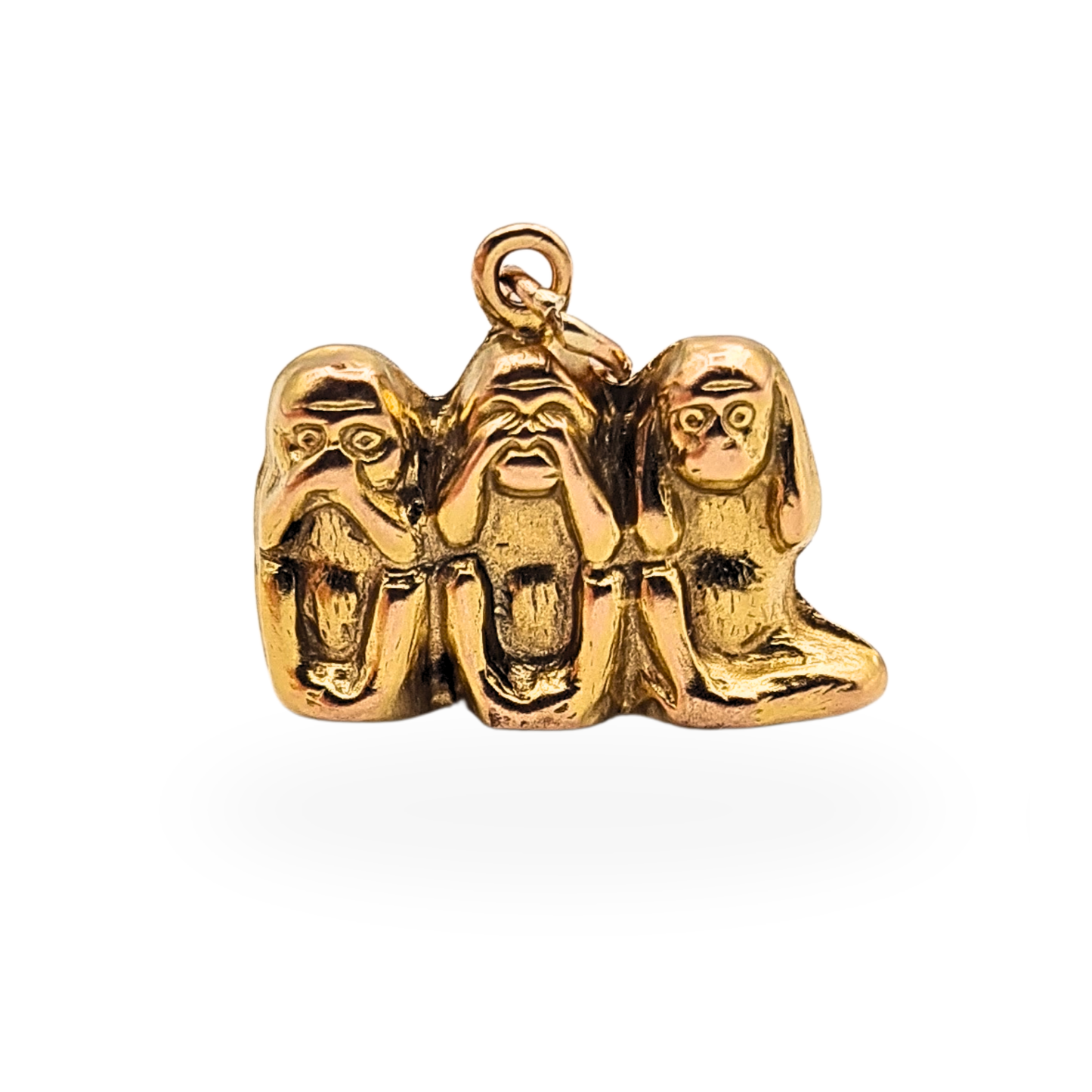 Georg Jensen 9ct Gold Three Wise Monkeys Charm Speak See Hear No Evil Pendant