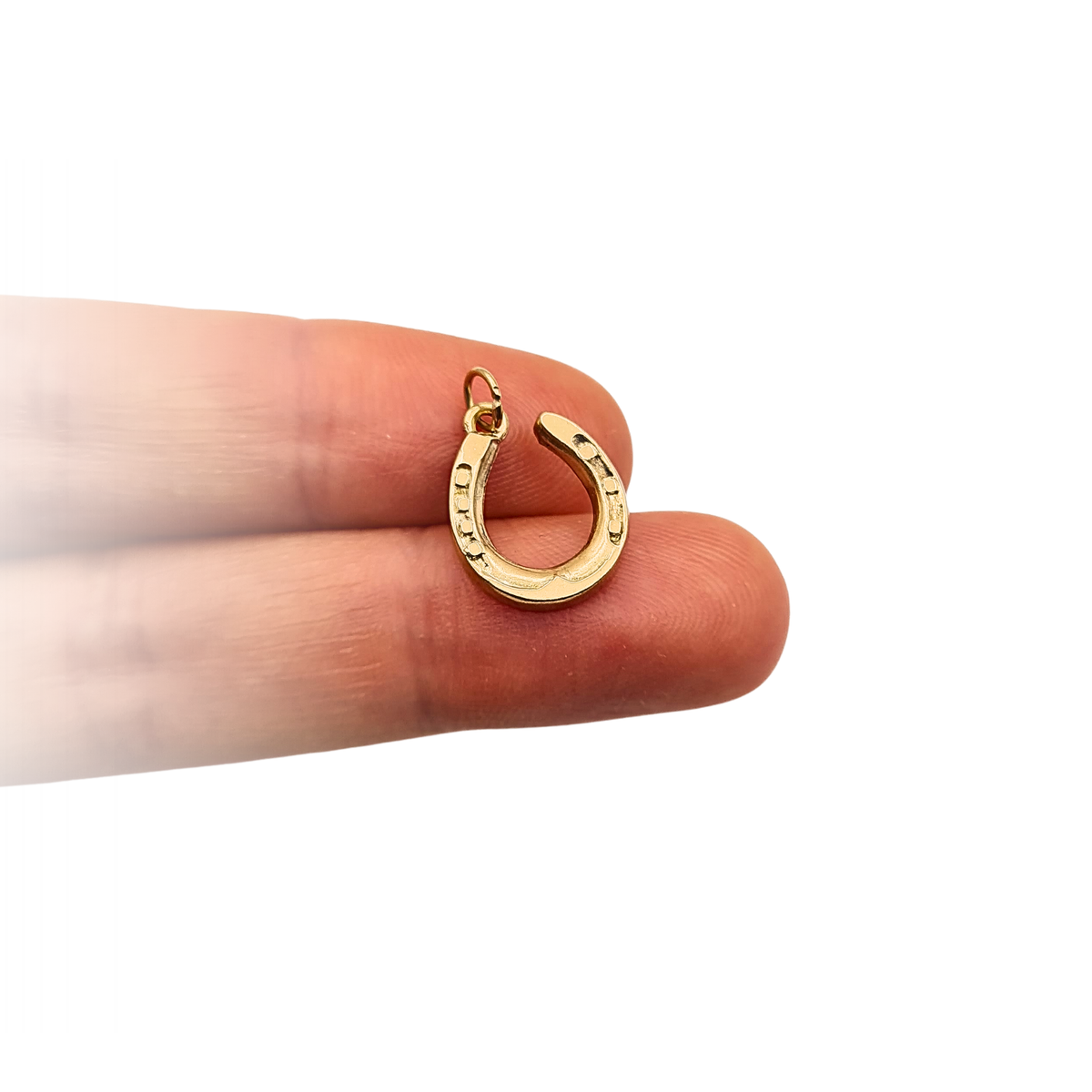 9ct Gold Horseshoe Charm Small Lucky Horse Shoe Pendant Birmingham 1972